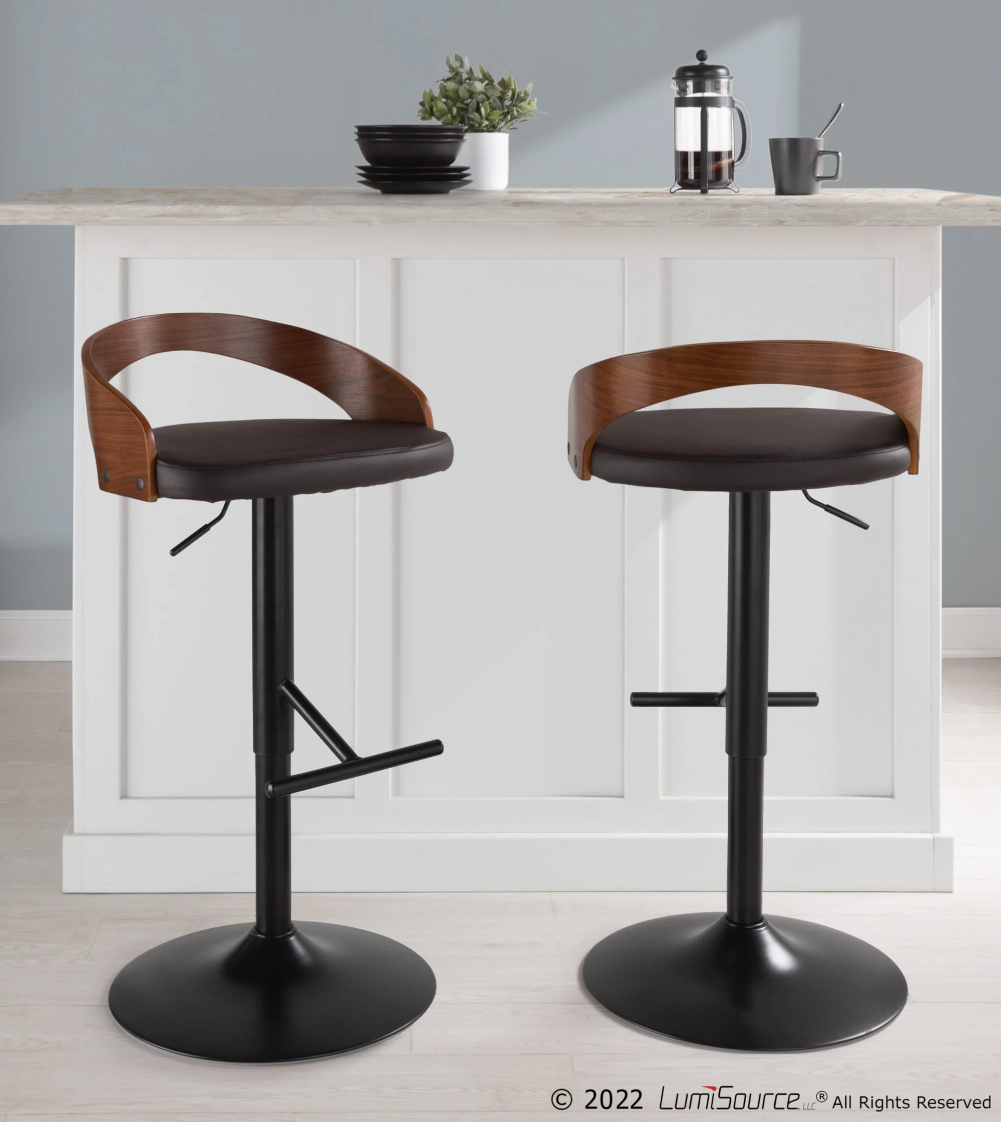 Grotto Adjustable Barstool - Set of 2 By LumiSource - BS-GROTTOPU-STRT2 BKCHW2 - Image 18