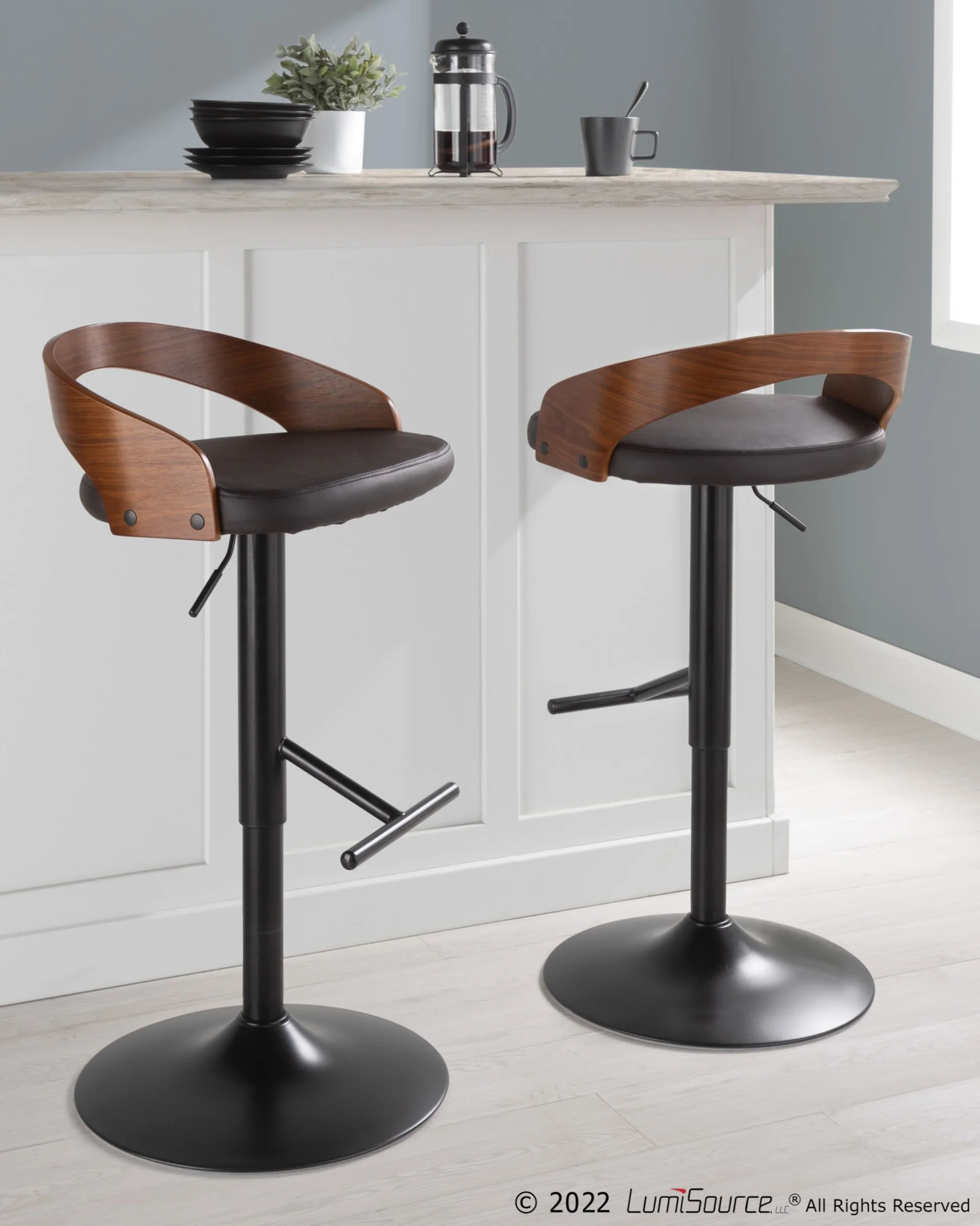Grotto Adjustable Barstool - Set of 2 By LumiSource - BS-GROTTOPU-STRT2 BKCHW2 - Image 19