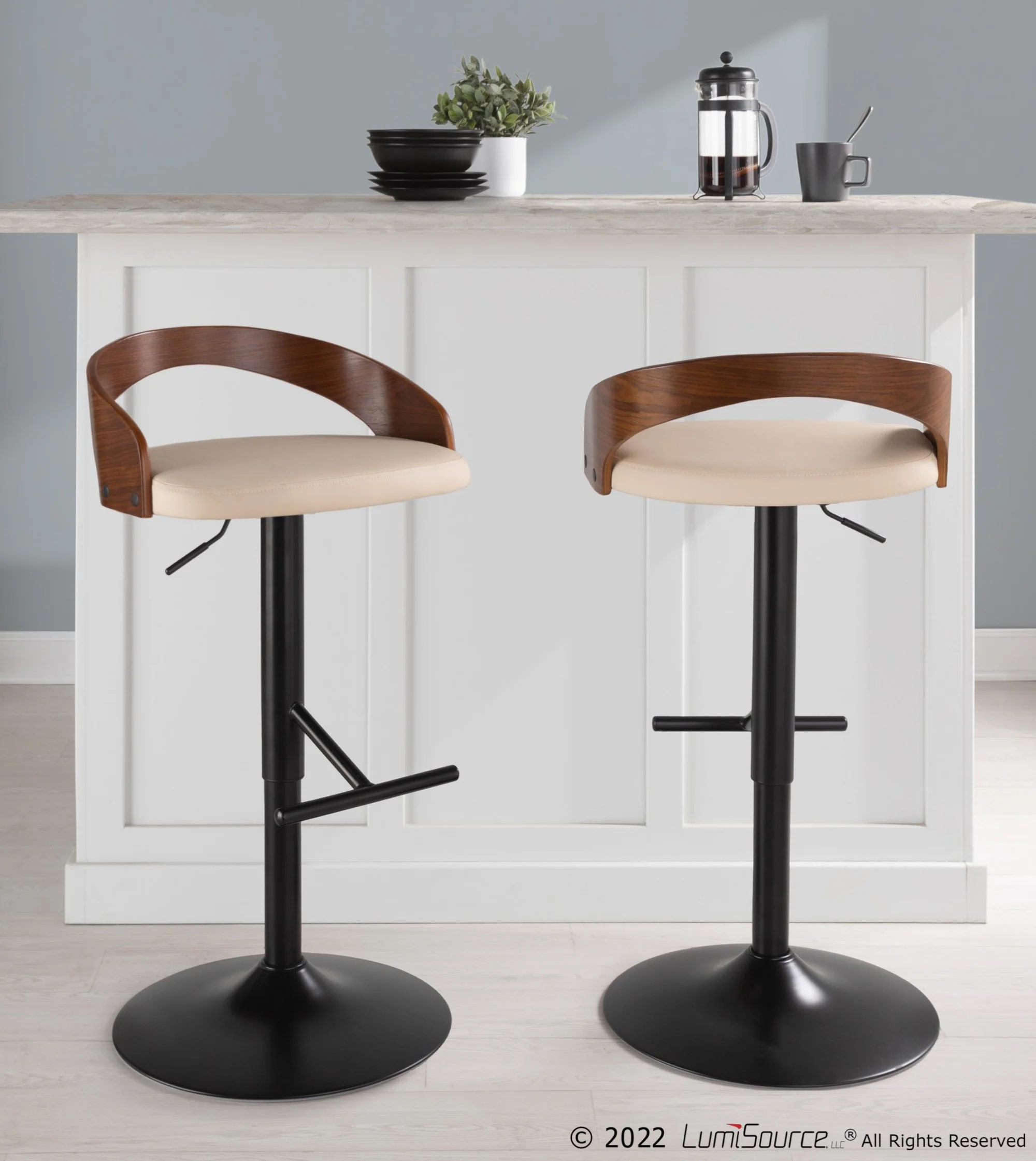 Grotto Adjustable Barstool - Set of 2 By LumiSource - BS-GROTTOPU-STRT2 BKCHW2 - Image 26