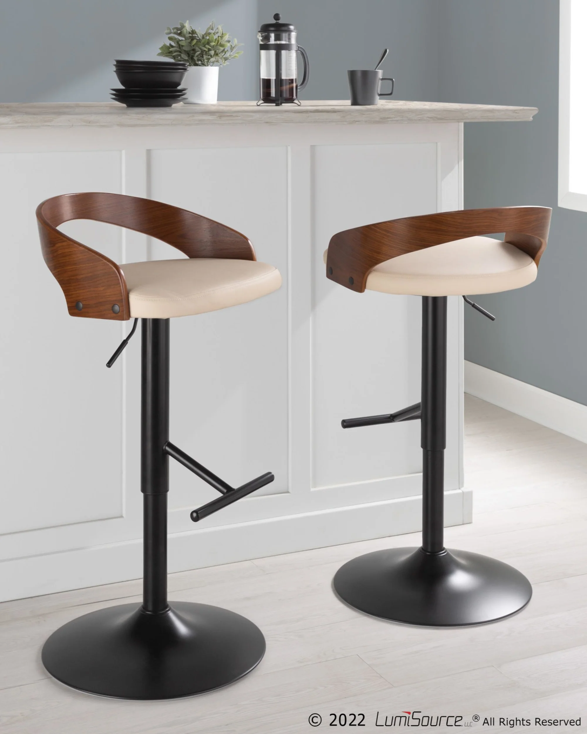 Grotto Adjustable Barstool - Set of 2 By LumiSource - BS-GROTTOPU-STRT2 BKCHW2 - Image 27