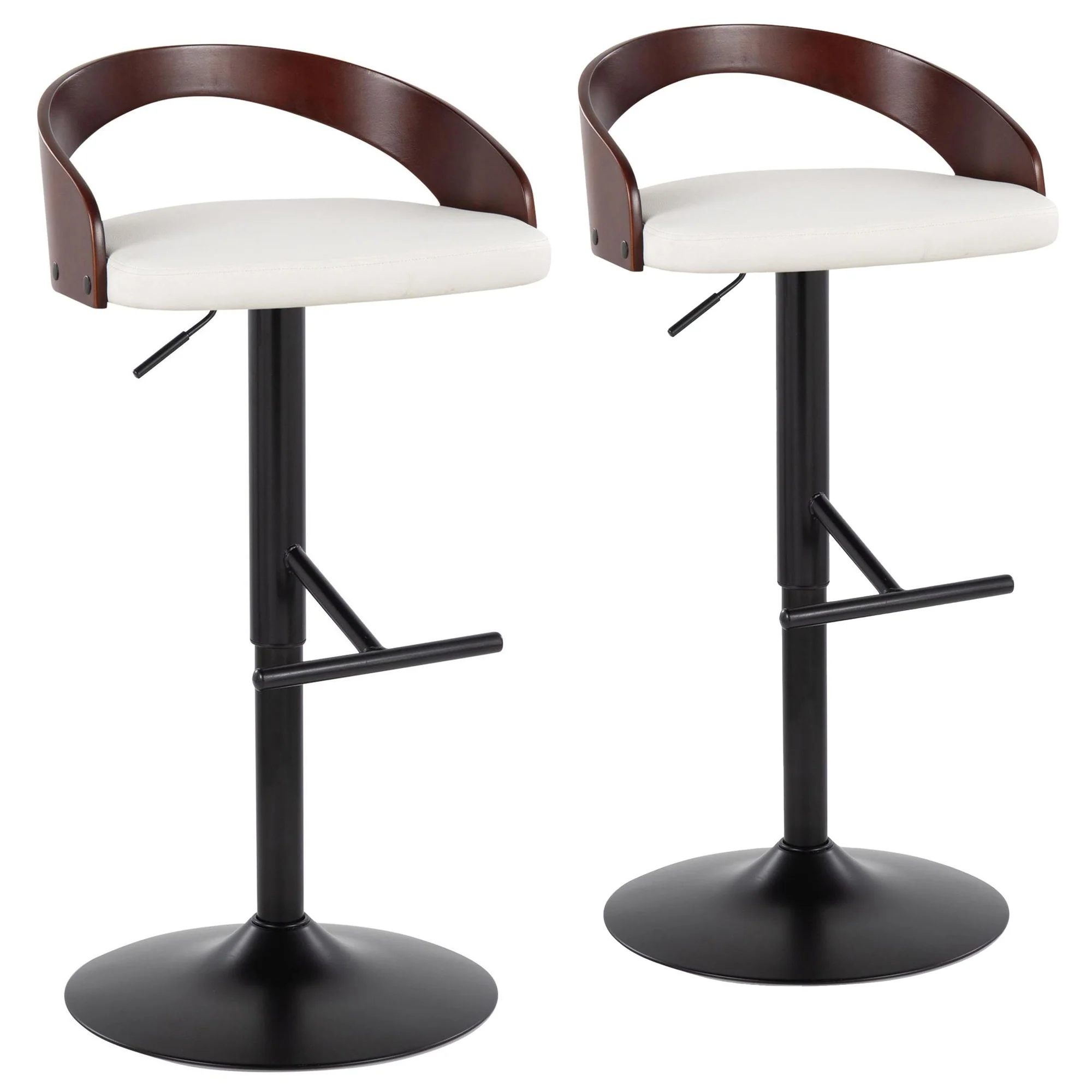 Grotto Adjustable Barstool - Set of 2 By LumiSource - BS-GROTTOPU-STRT2 BKCHW2 - Image 3