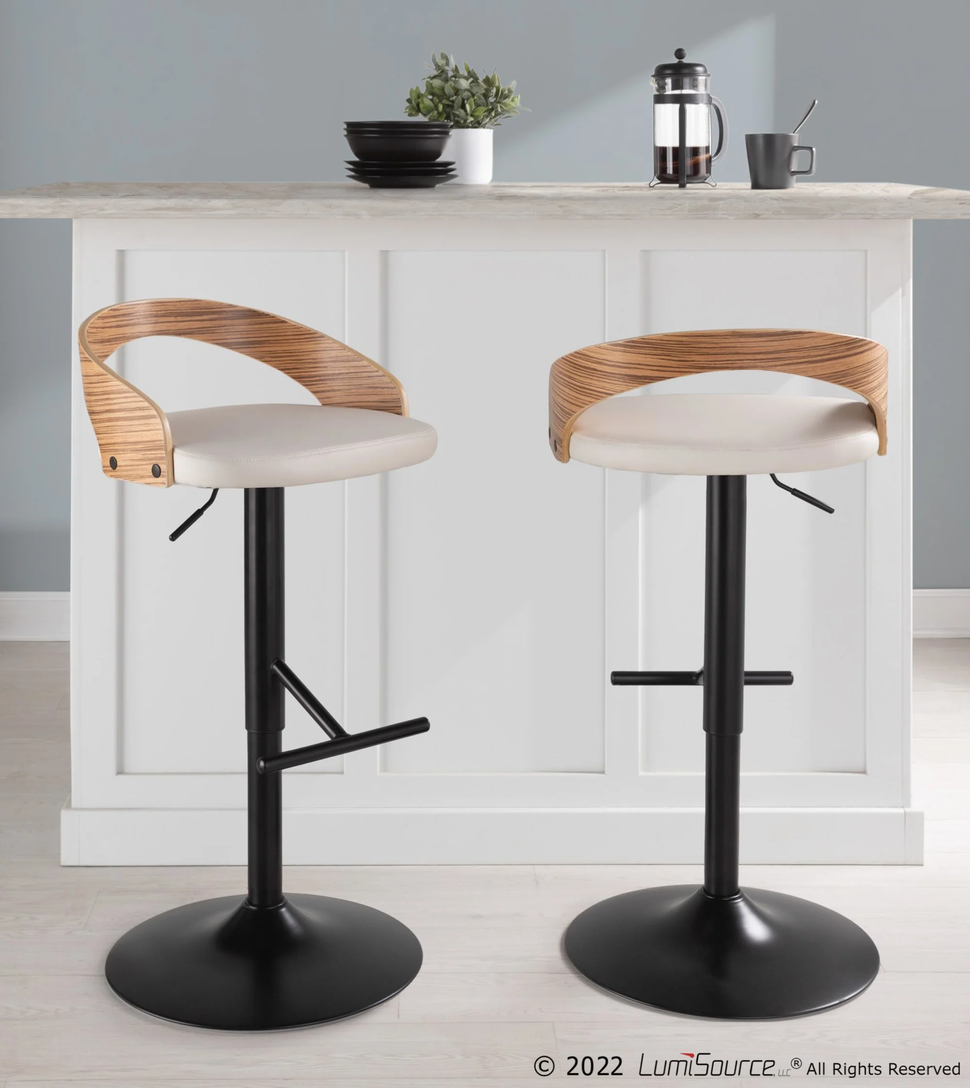 Grotto Adjustable Barstool - Set of 2 By LumiSource - BS-GROTTOPU-STRT2 BKCHW2 - Image 34