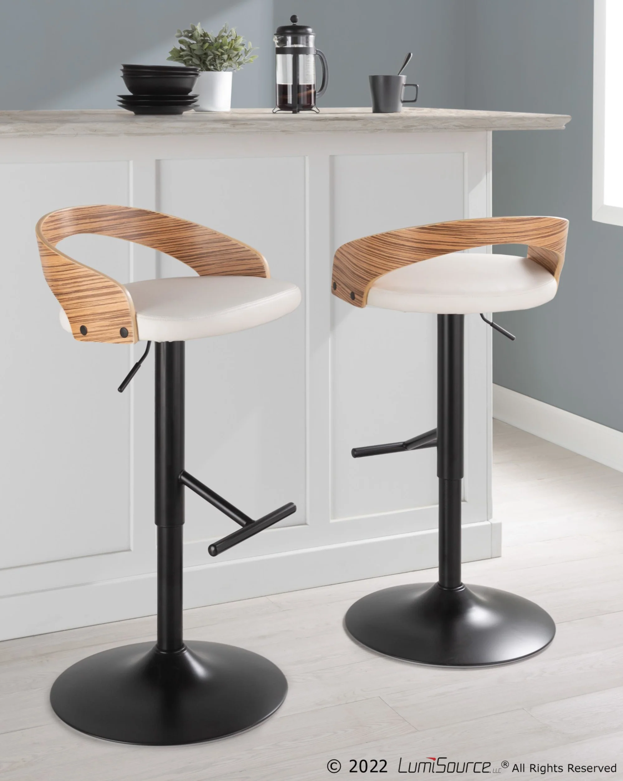 Grotto Adjustable Barstool - Set of 2 By LumiSource - BS-GROTTOPU-STRT2 BKCHW2 - Image 35