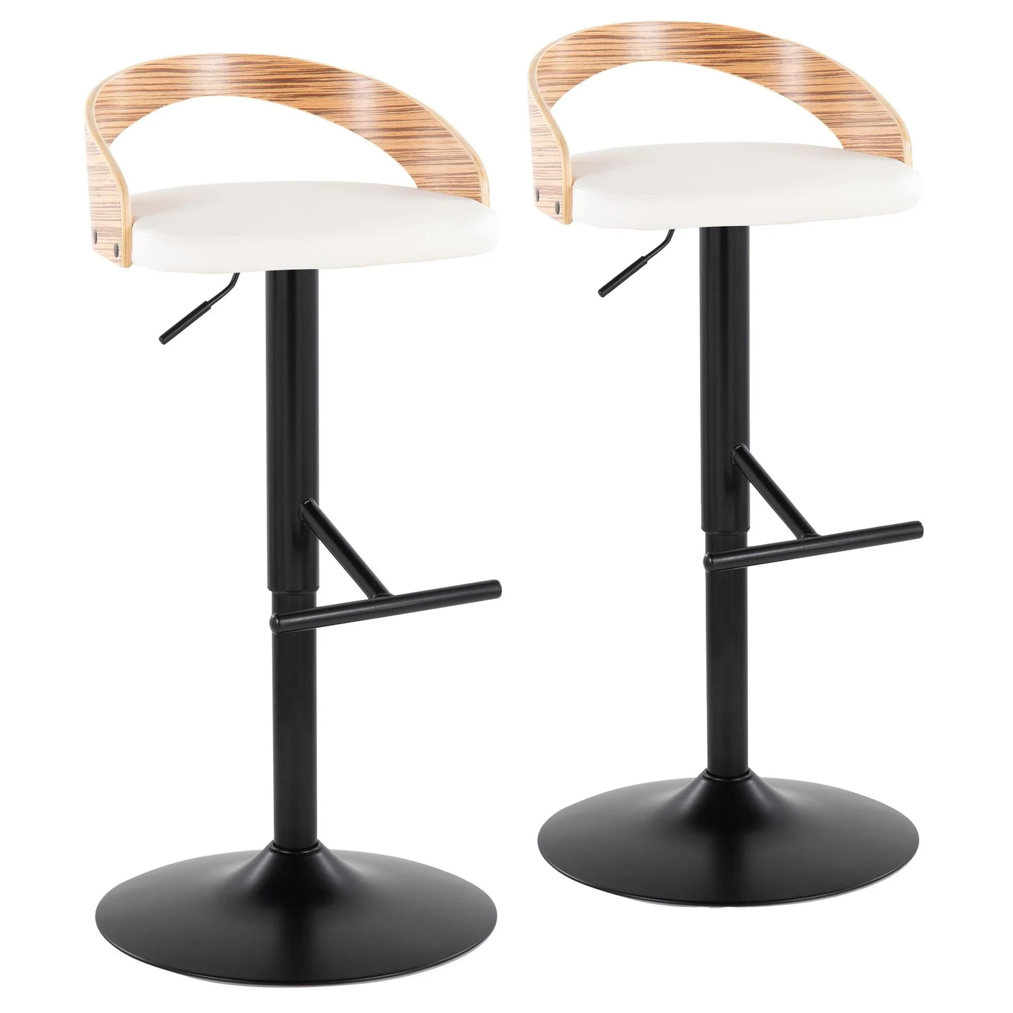 Grotto Adjustable Barstool - Set of 2 By LumiSource - BS-GROTTOPU-STRT2 BKCHW2 - Image 36