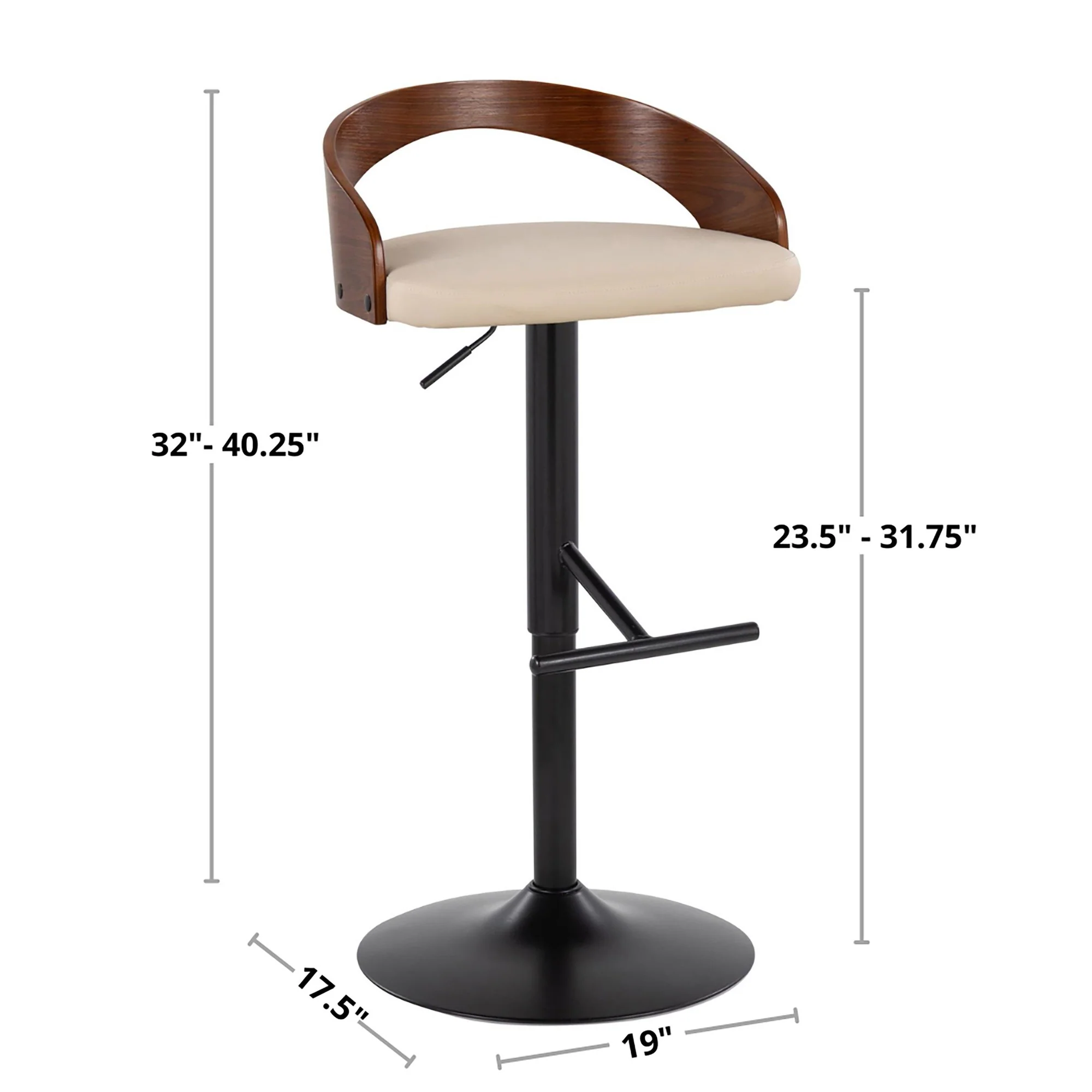 Grotto Adjustable Barstool - Set of 2 By LumiSource - BS-GROTTOPU-STRT2 BKCHW2 - Image 8