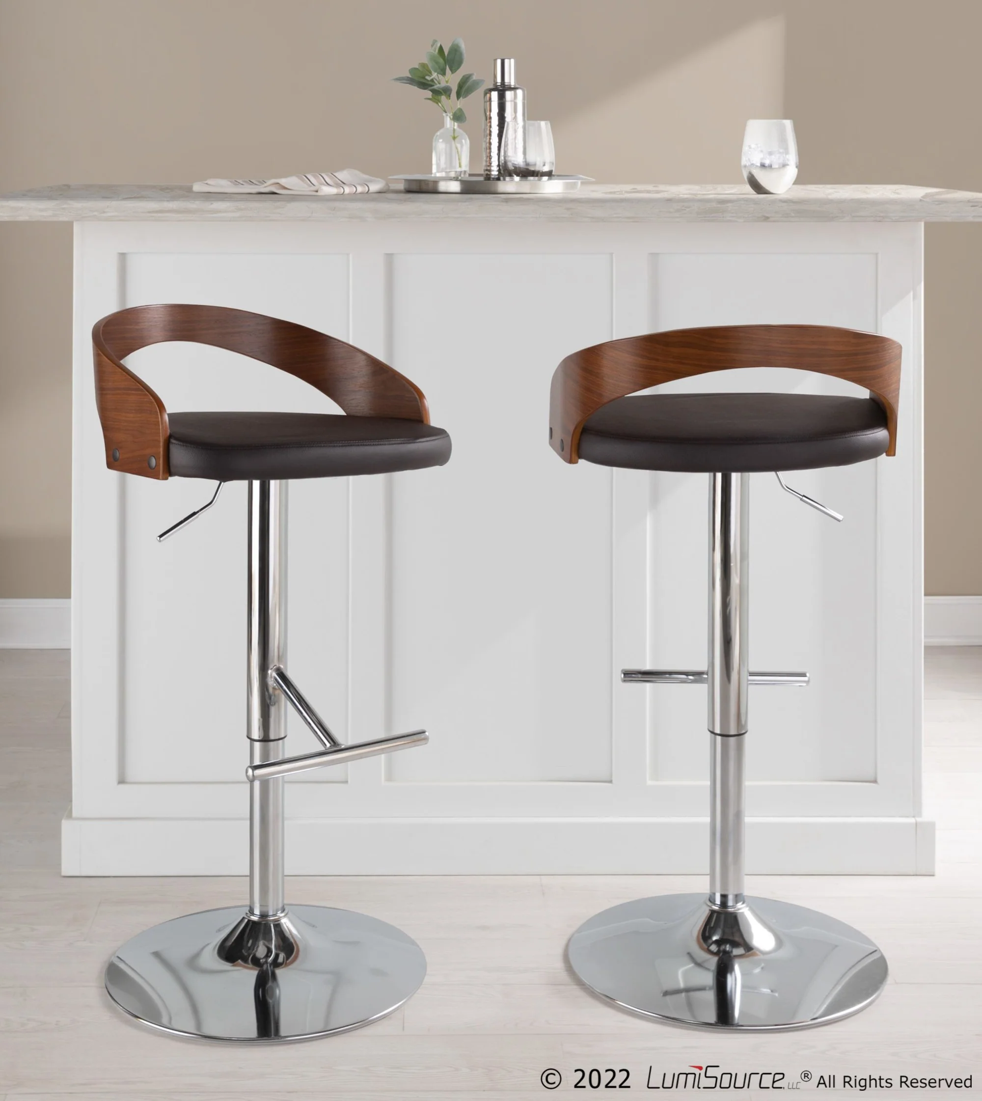Grotto Adjustable Barstool - Set of 2 By LumiSource - BS-GROTTOPU-STRT2 CHRCHW2 - Image 10