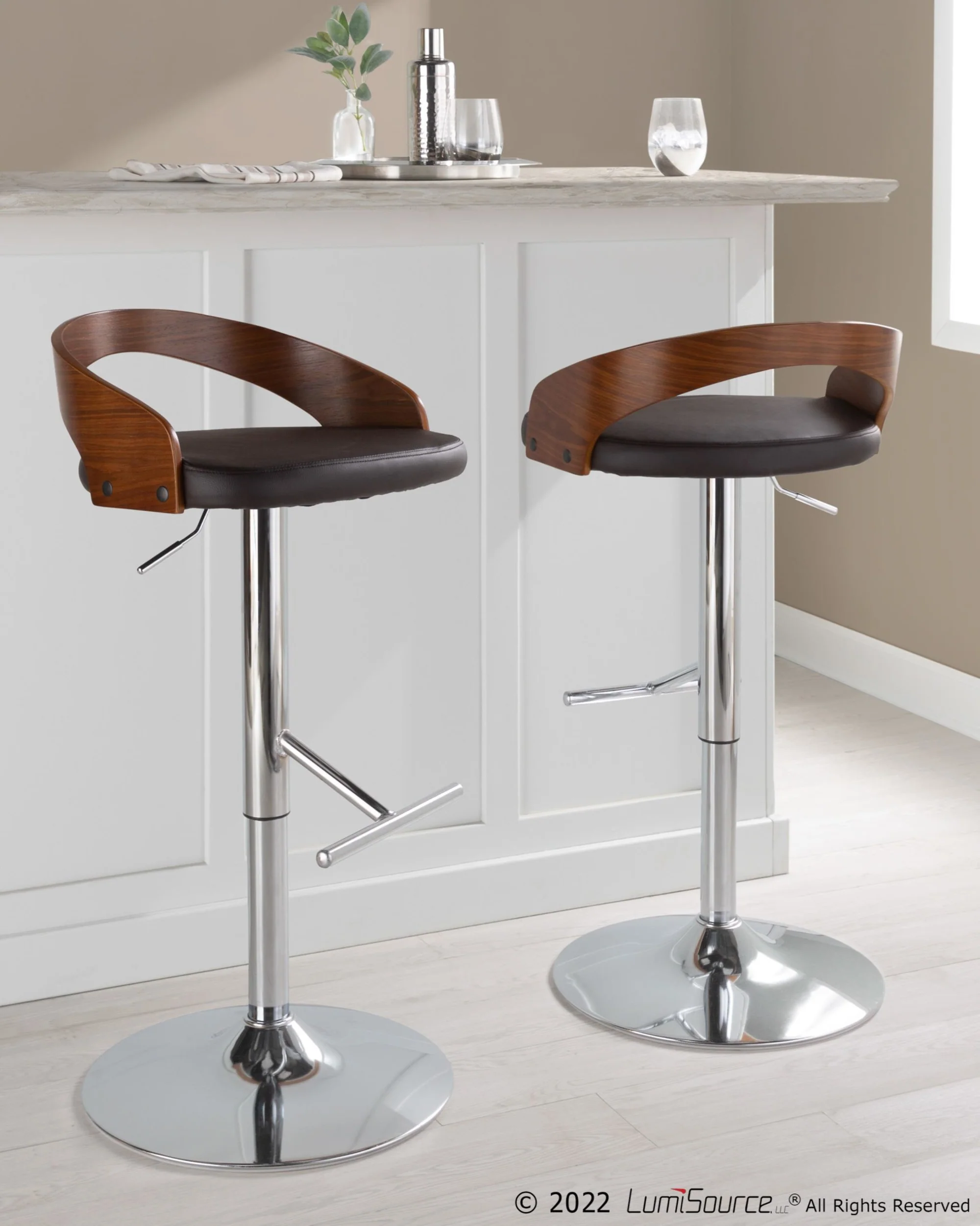 Grotto Adjustable Barstool - Set of 2 By LumiSource - BS-GROTTOPU-STRT2 CHRCHW2 - Image 11