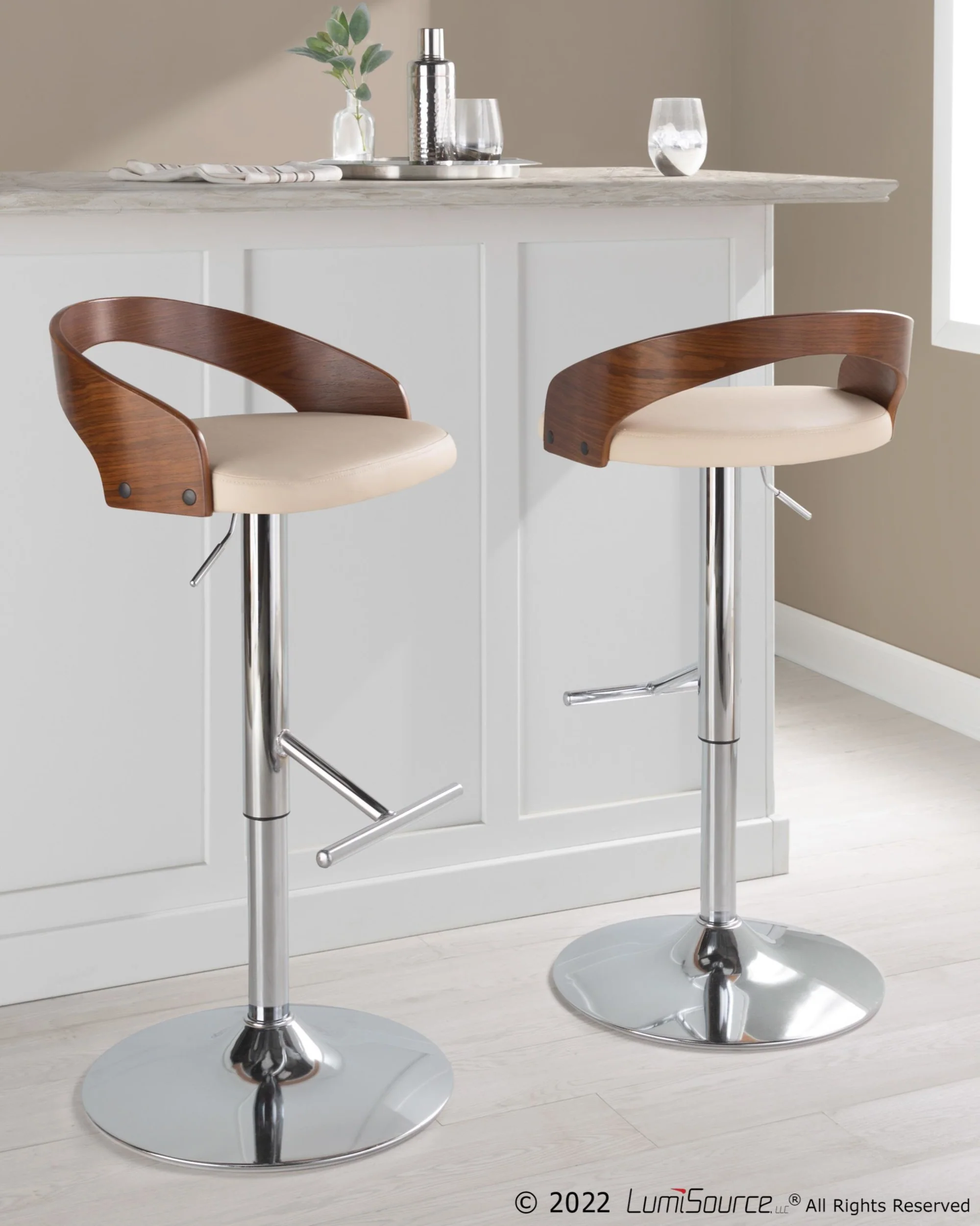 Grotto Adjustable Barstool - Set of 2 By LumiSource - BS-GROTTOPU-STRT2 CHRCHW2 - Image 18