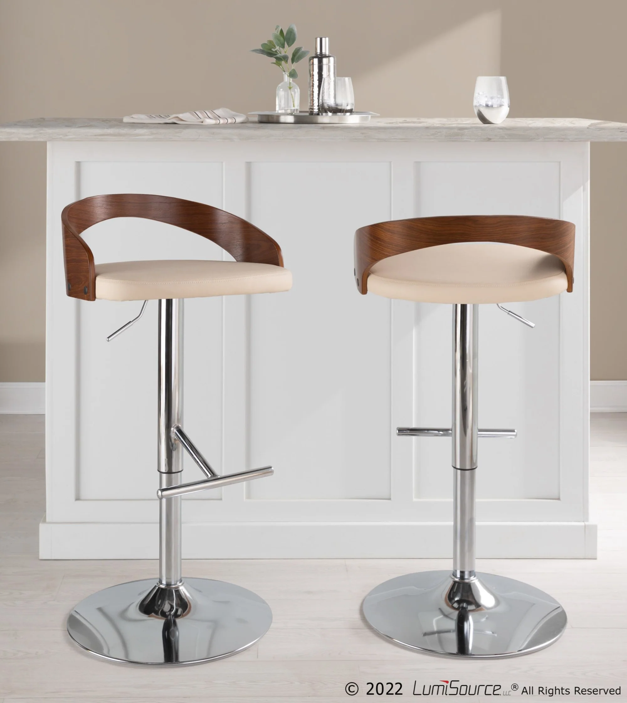 Grotto Adjustable Barstool - Set of 2 By LumiSource - BS-GROTTOPU-STRT2 CHRCHW2 - Image 19