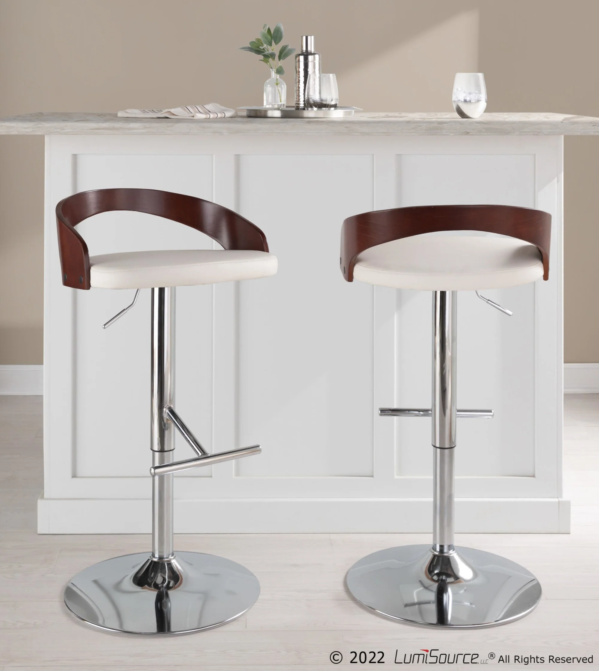 Grotto Adjustable Barstool - Set of 2 By LumiSource - BS-GROTTOPU-STRT2 CHRCHW2 - Image 2