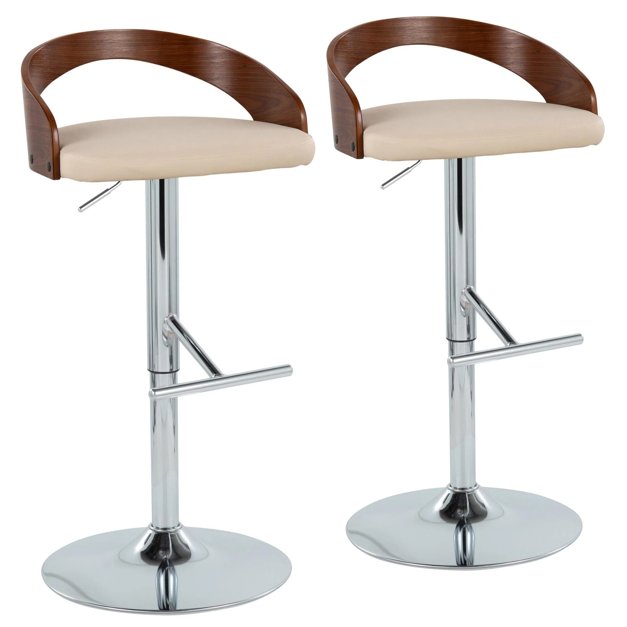 Grotto Adjustable Barstool - Set of 2 By LumiSource - BS-GROTTOPU-STRT2 CHRCHW2 - Image 20