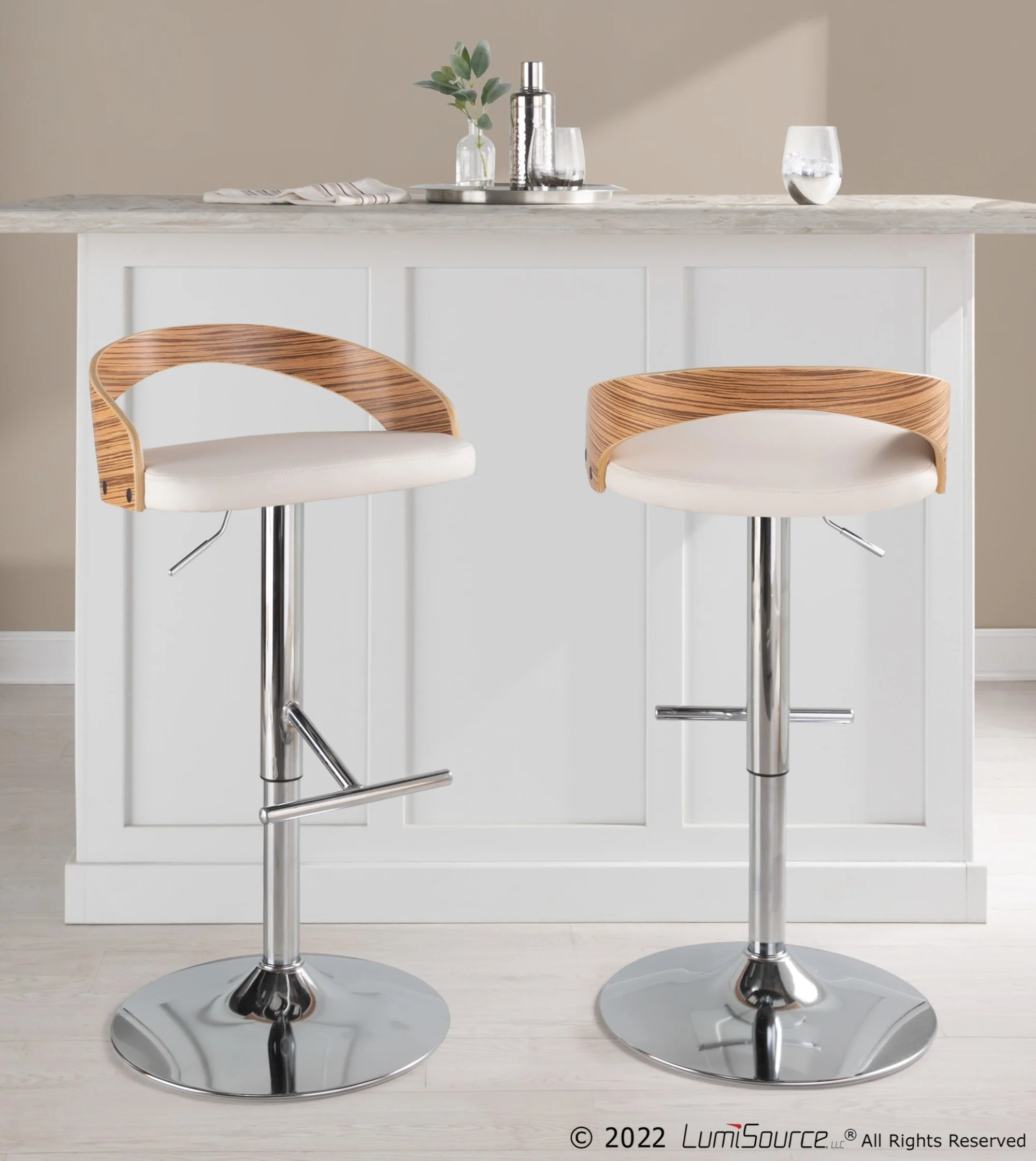 Grotto Adjustable Barstool - Set of 2 By LumiSource - BS-GROTTOPU-STRT2 CHRCHW2 - Image 26