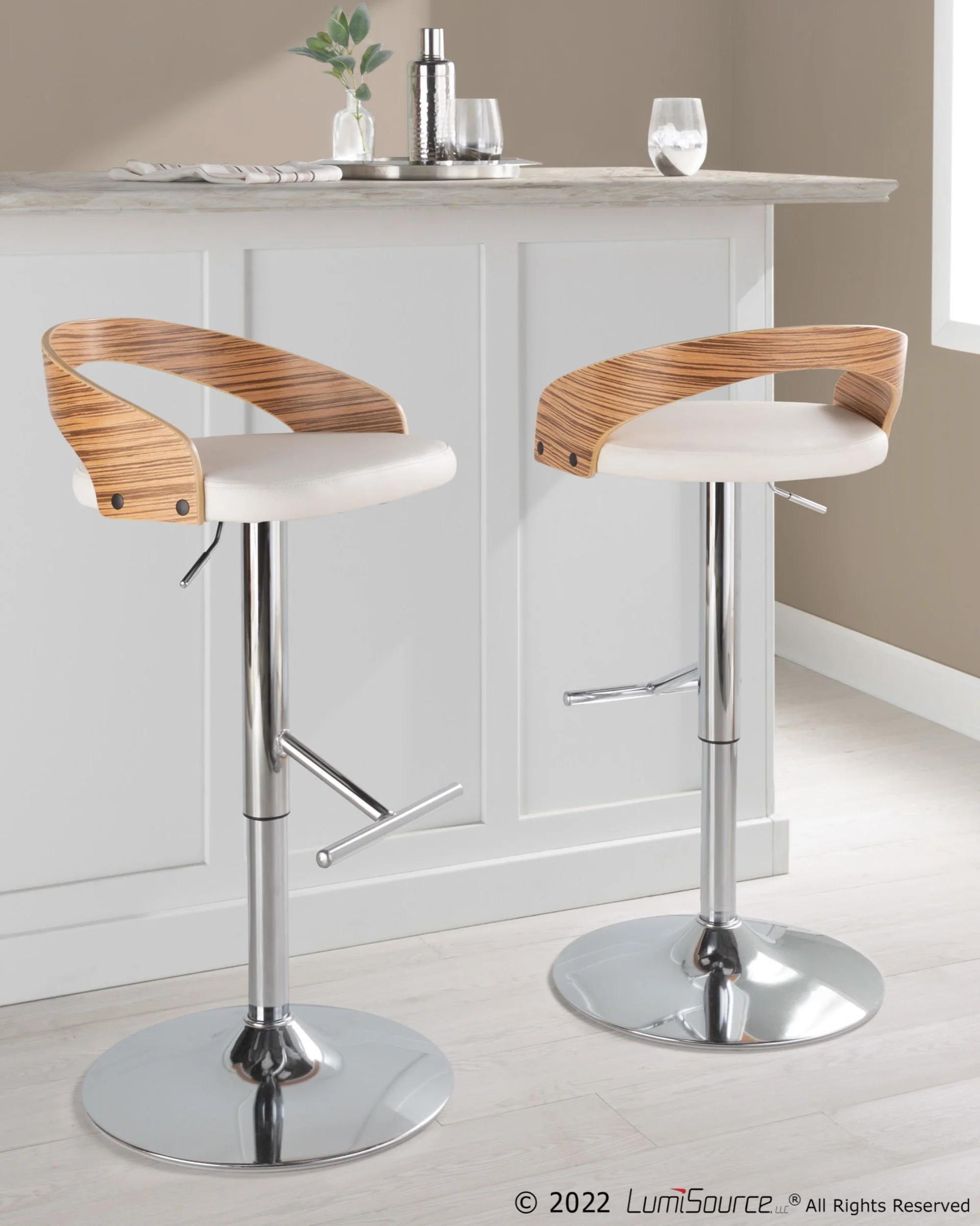 Grotto Adjustable Barstool - Set of 2 By LumiSource - BS-GROTTOPU-STRT2 CHRCHW2 - Image 27