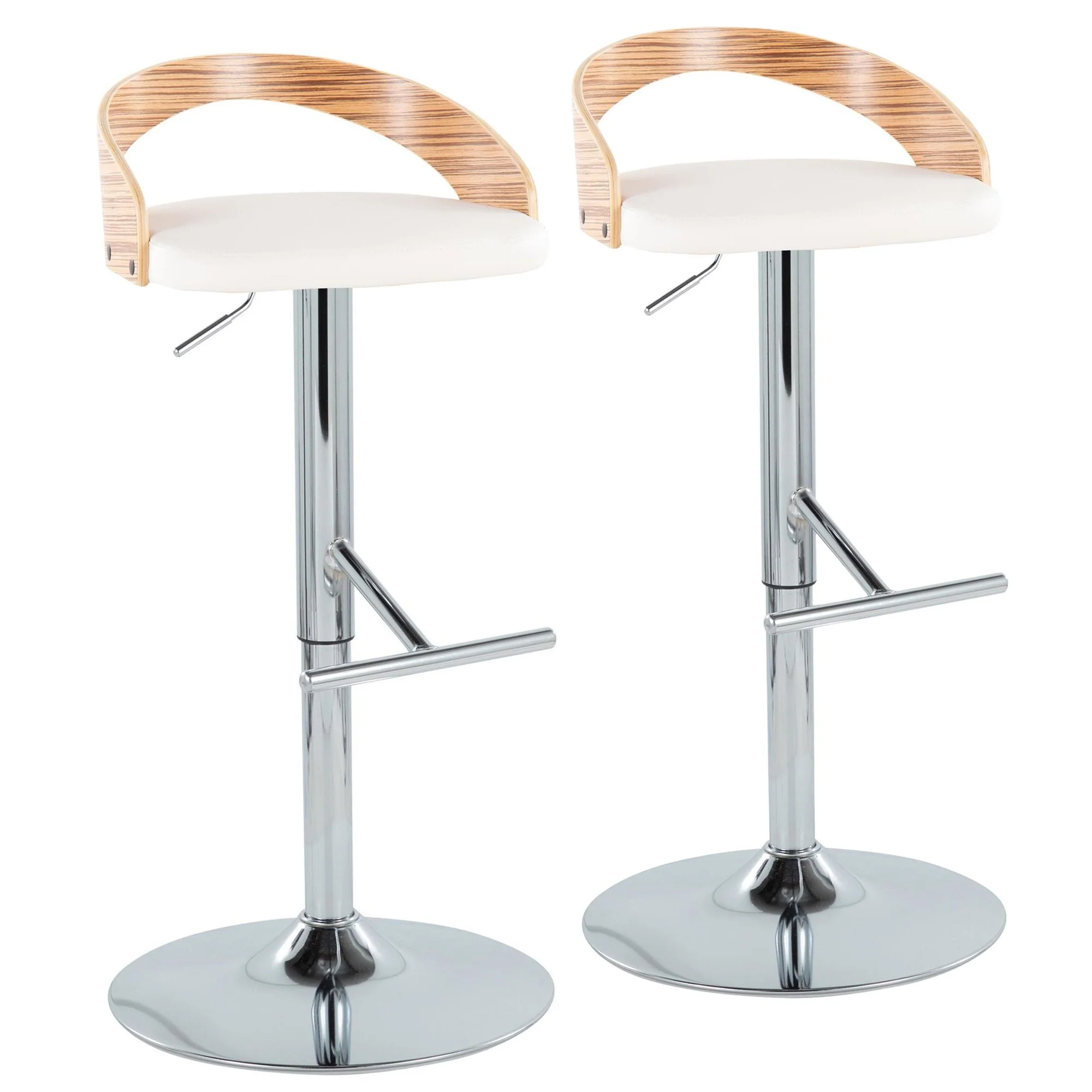 Grotto Adjustable Barstool - Set of 2 By LumiSource - BS-GROTTOPU-STRT2 CHRCHW2 - Image 28