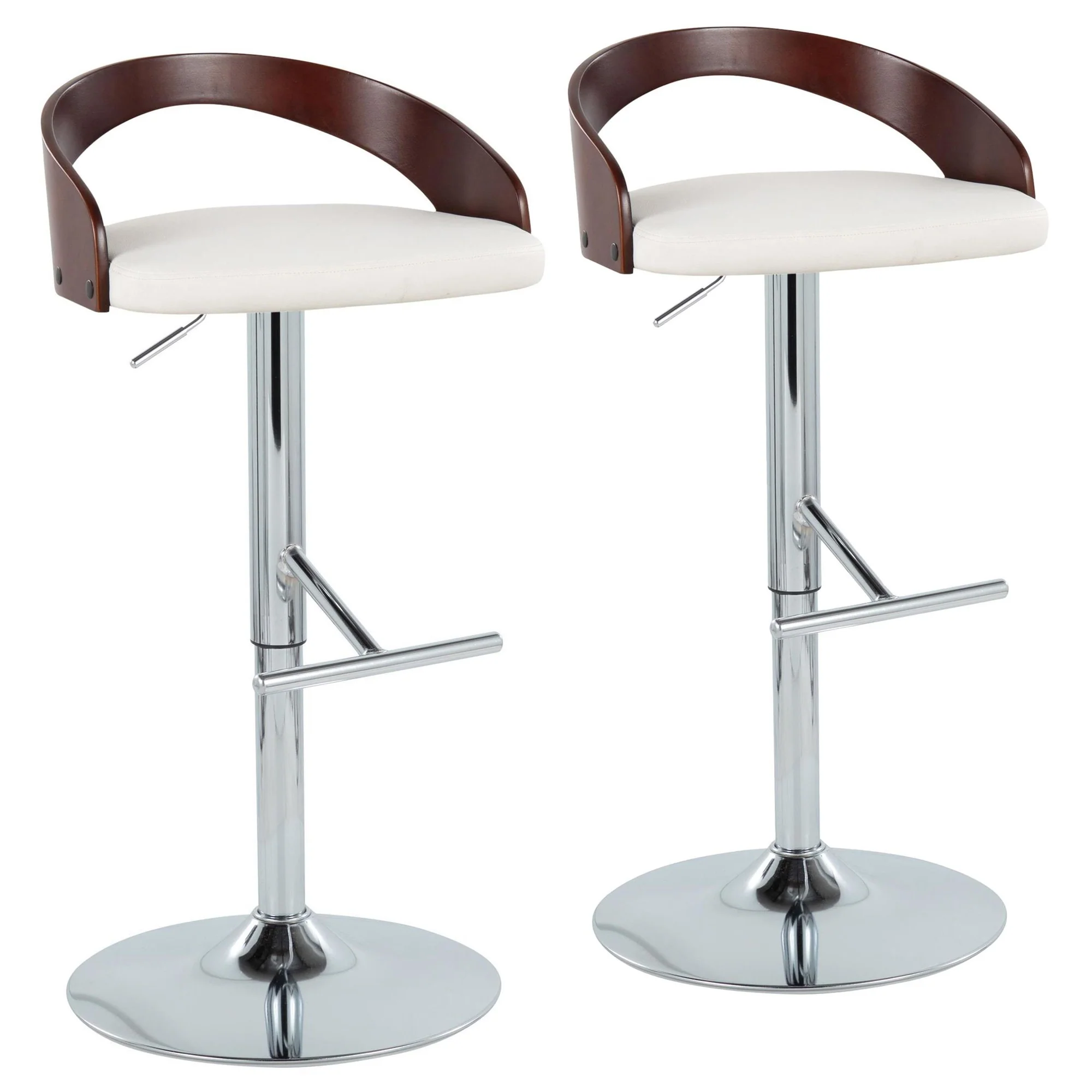 Grotto Adjustable Barstool - Set of 2 By LumiSource - BS-GROTTOPU-STRT2 CHRCHW2 - Image 3