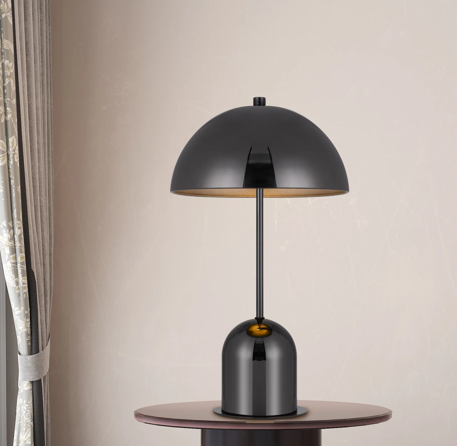 Gunmetal Dark Gray Desk Table Lamp With Half Dome Shade By Homeroots - Image 2