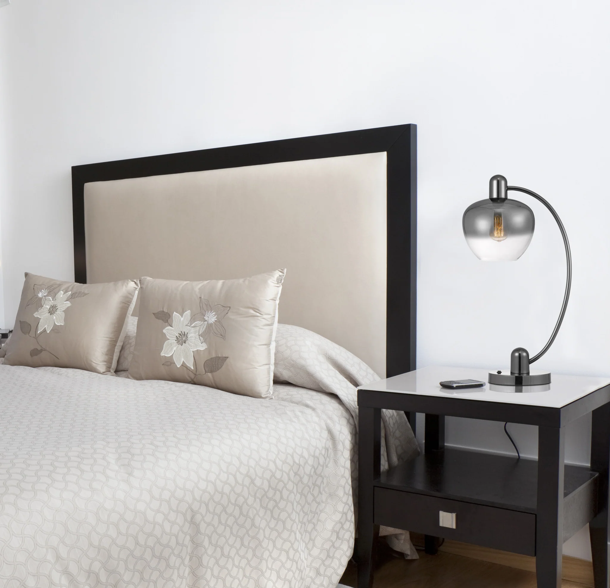 Gunmetal Metal Table Lamp With Silver Metallic Globe Shade By Homeroots - Image 3