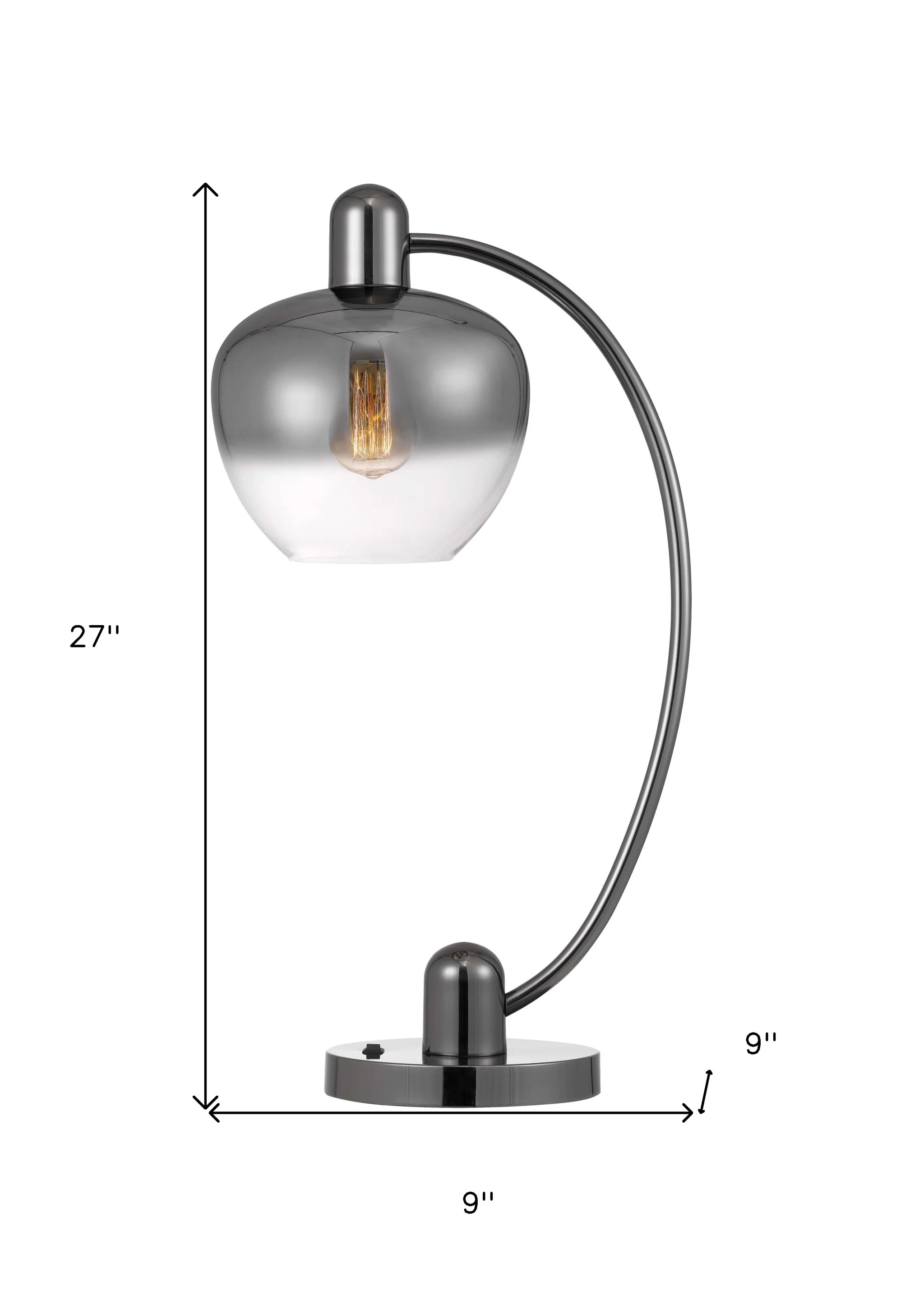 Gunmetal Metal Table Lamp With Silver Metallic Globe Shade By Homeroots - Image 4