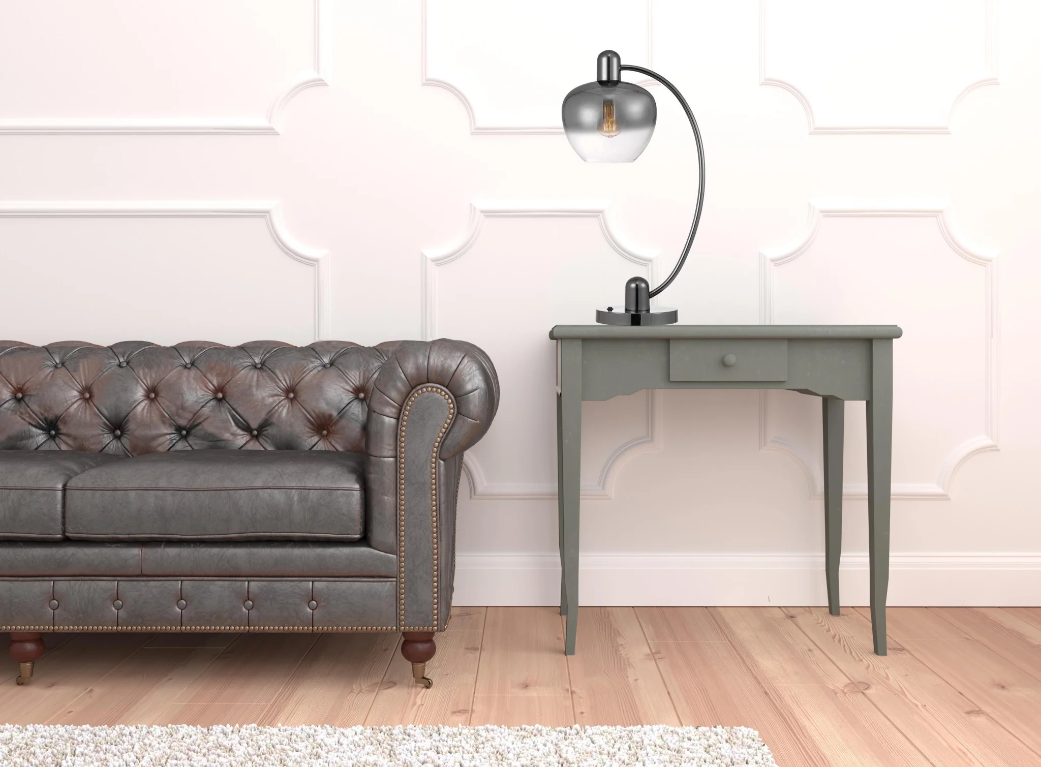 Gunmetal Metal Table Lamp With Silver Metallic Globe Shade By Homeroots - Image 5