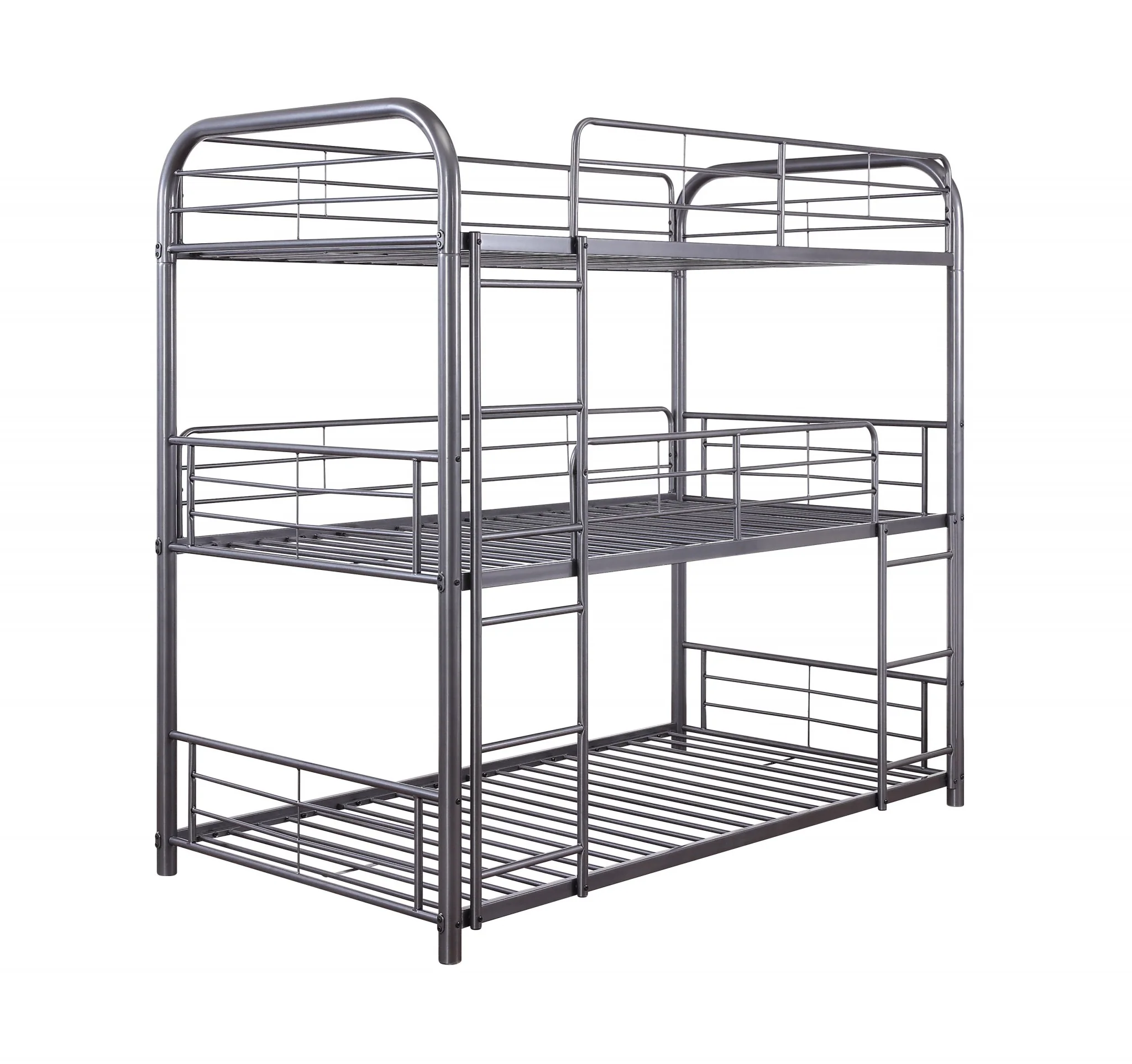 Gunmetal Metal Triple Bunk Bed - Twin By Homeroots - Image 2