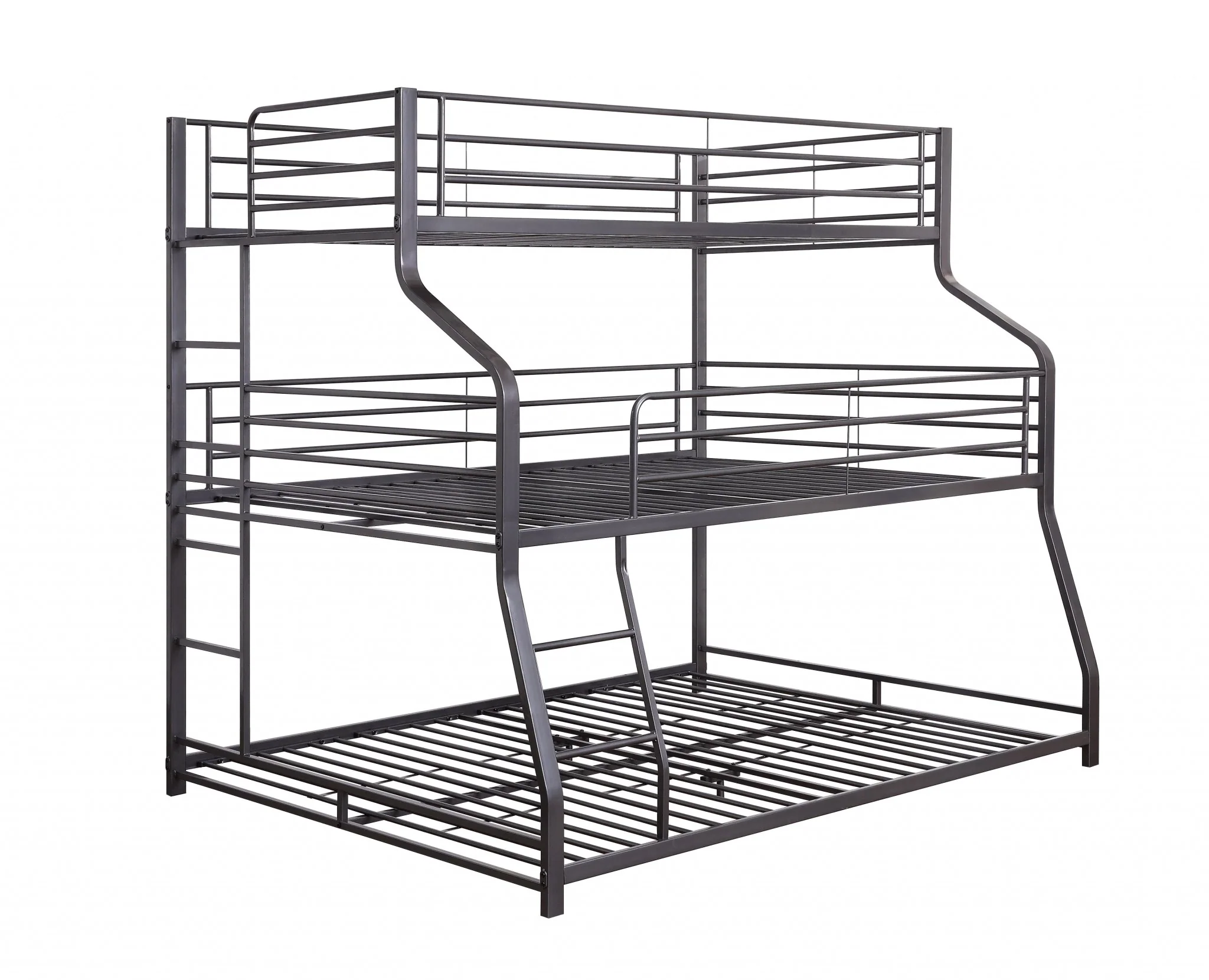 Gunmetal Metal Triple Bunk Bed Twinfullqueen By Homeroots - Image 2