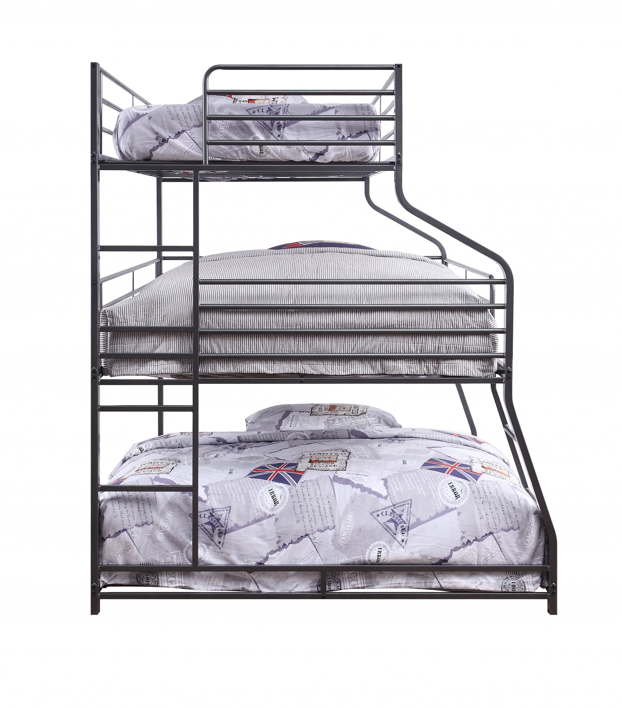 Gunmetal Metal Triple Bunk Bed Twinfullqueen By Homeroots - Image 4