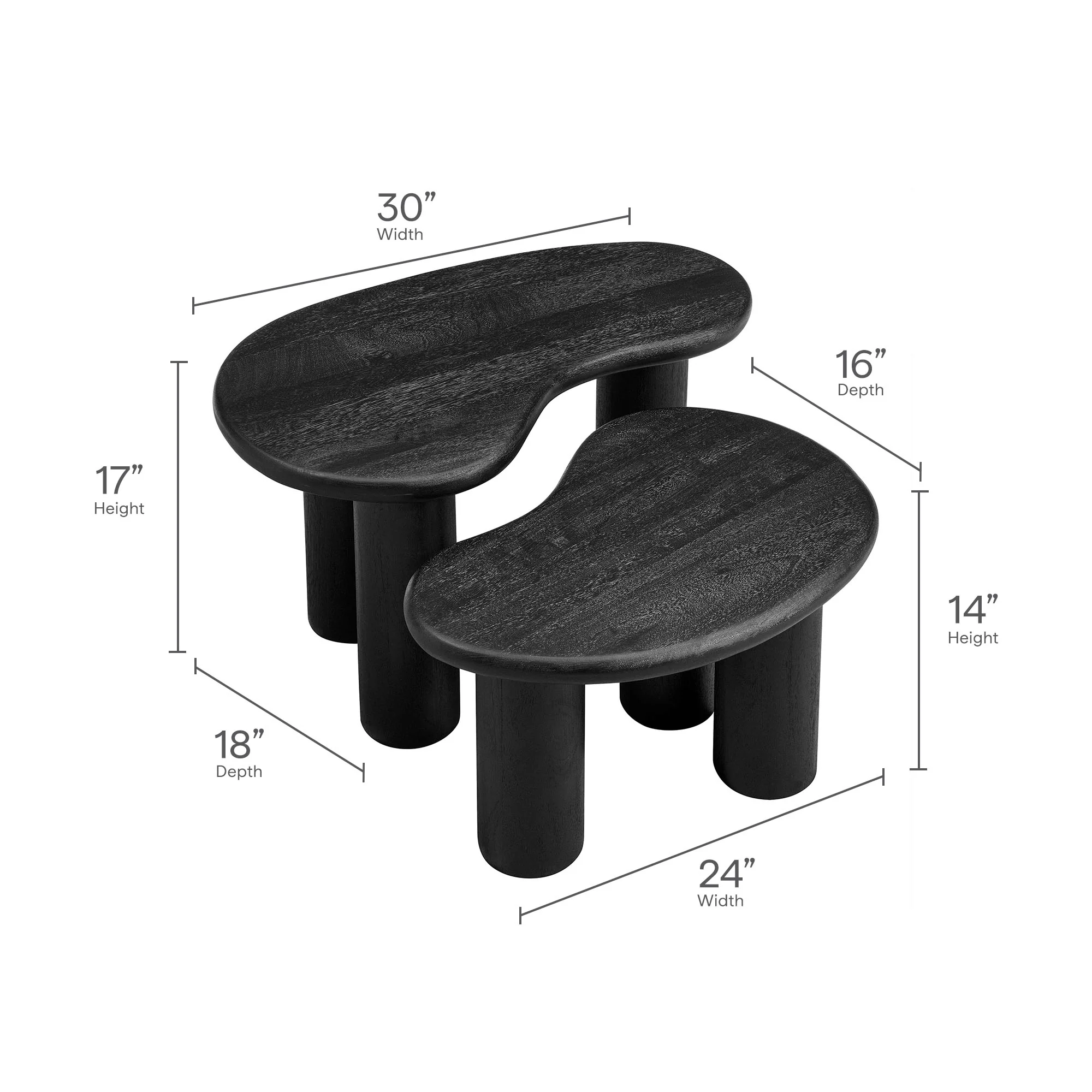 Hackney Mango Wood Nesting Coffee Table Set by Modway - Image 10