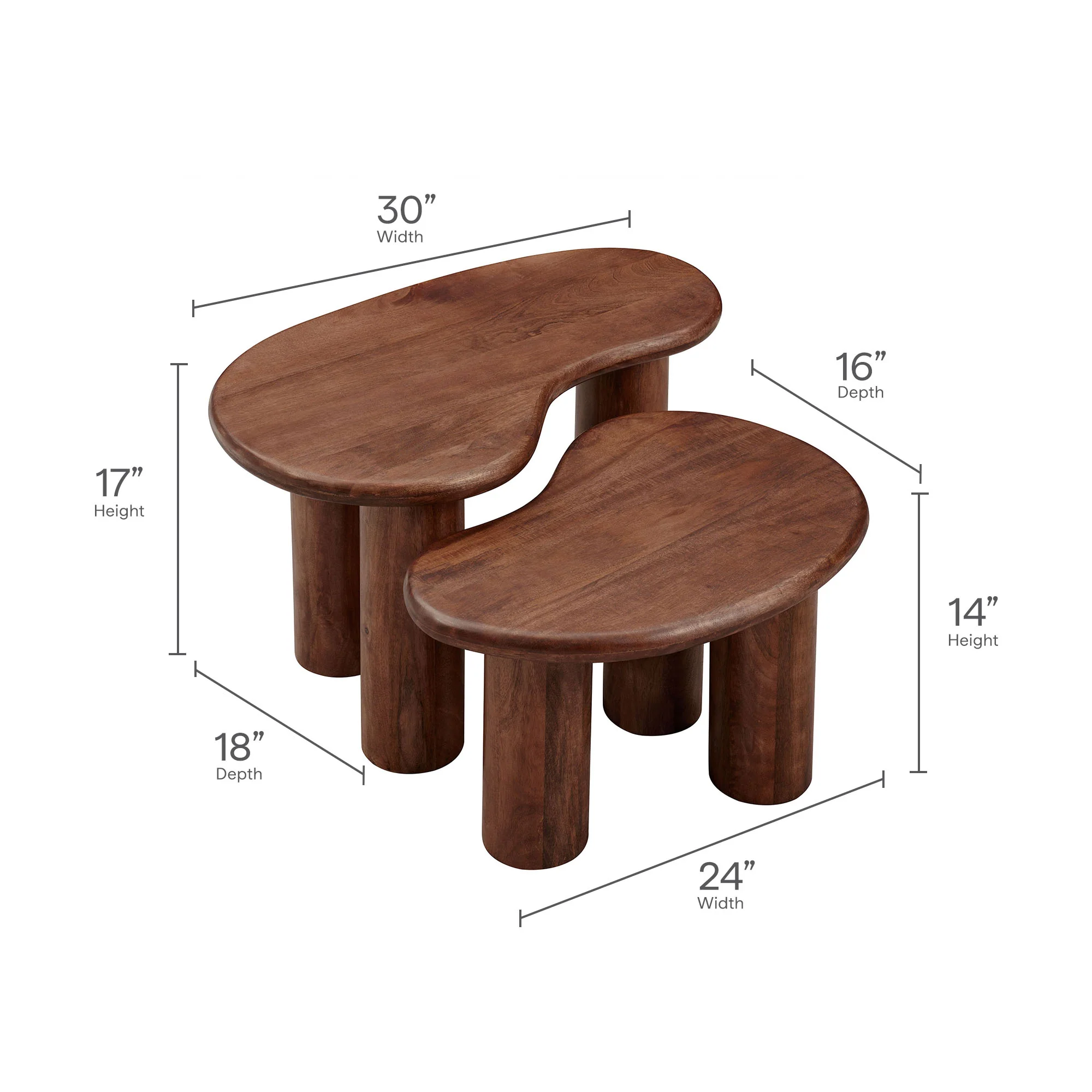 Hackney Mango Wood Nesting Coffee Table Set by Modway - Image 20