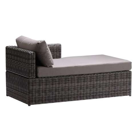 Hagen 3 piece Outdoor Rattan Sectional Chase Set with Brown Cushions and Modern Accent Pillows By Armen Living - Image 3