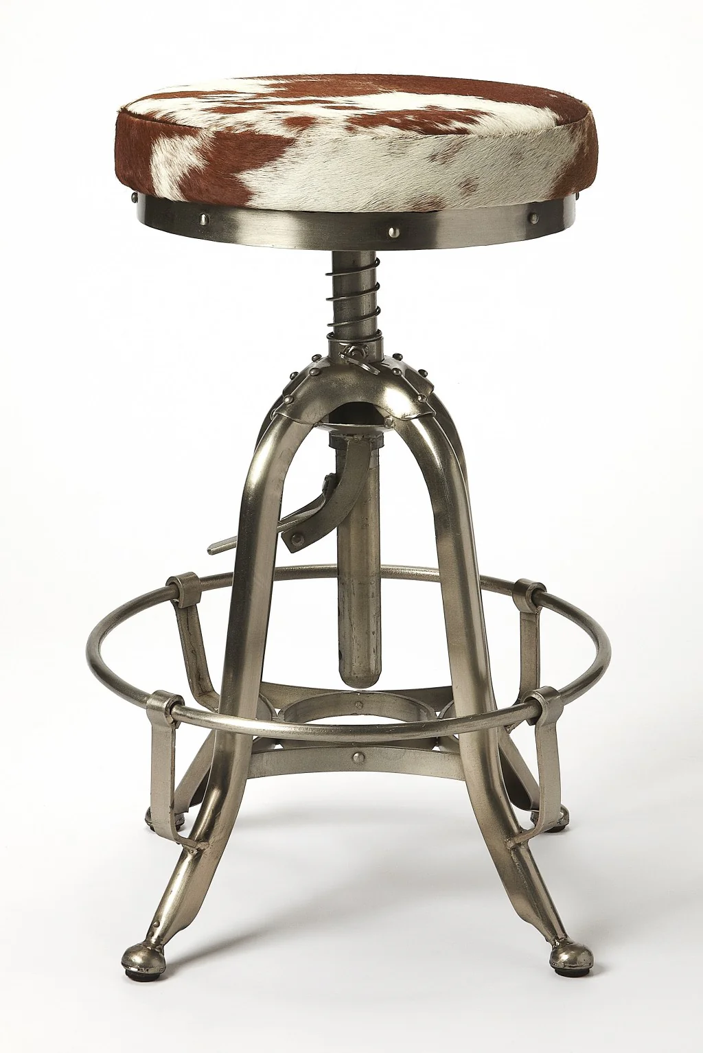 Hair On Hide Iron Bar Stool By Homeroots - Image 4