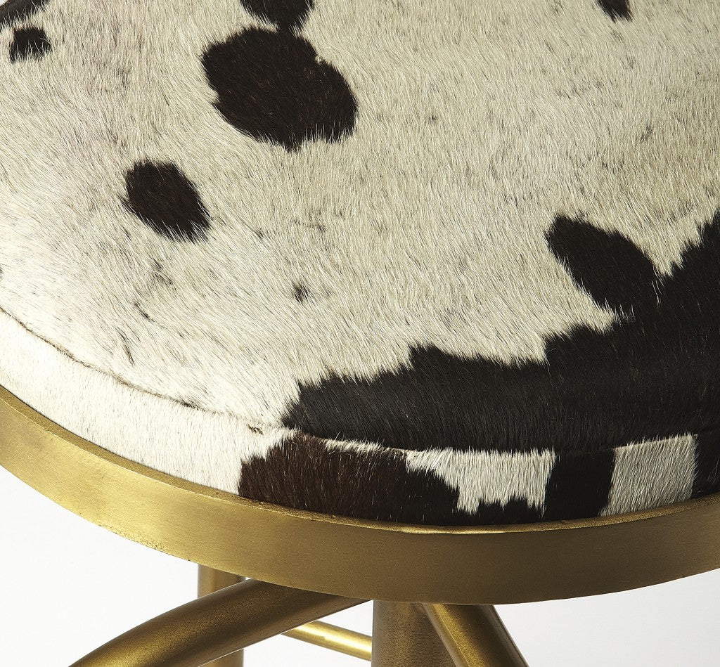 Hair On Hide Leather Bar Stool By Homeroots - Image 4