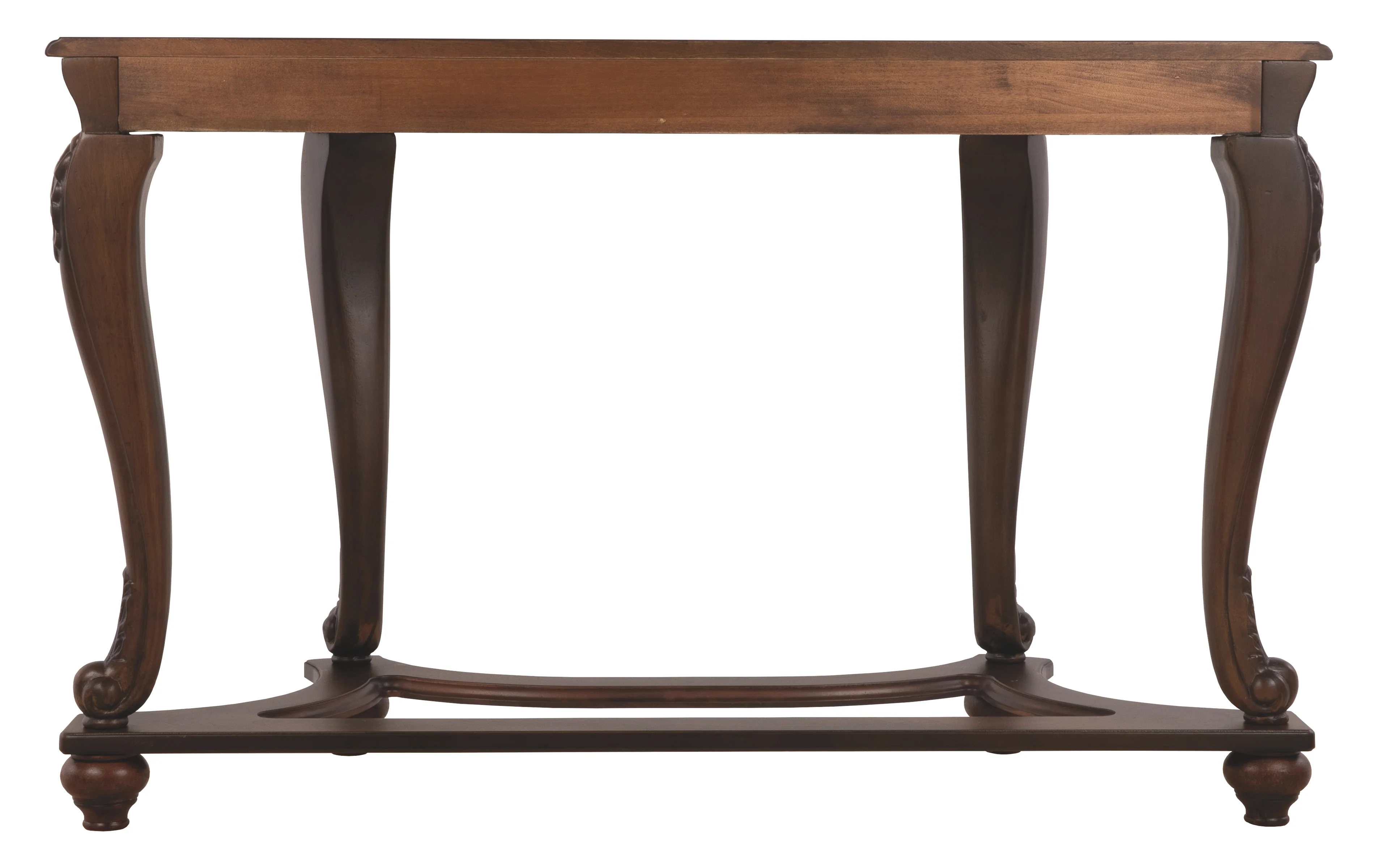Halfmoon Shape Wooden Sofa Table With Glass Inserted Top, Brown By Benzara - Image 3
