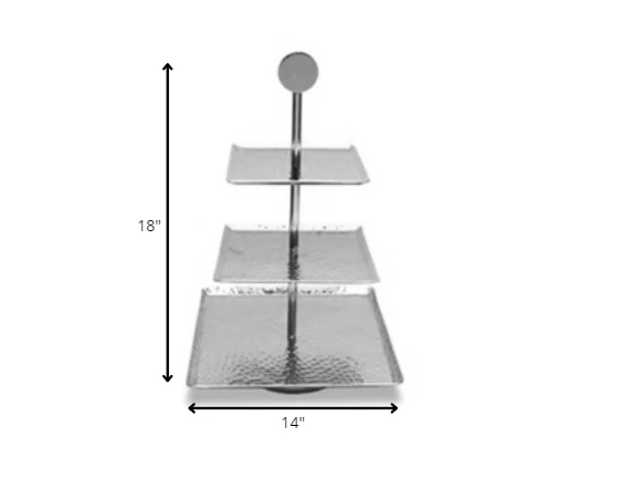 Hammered Square Shaped Three Tier Stand By Homeroots - Image 3