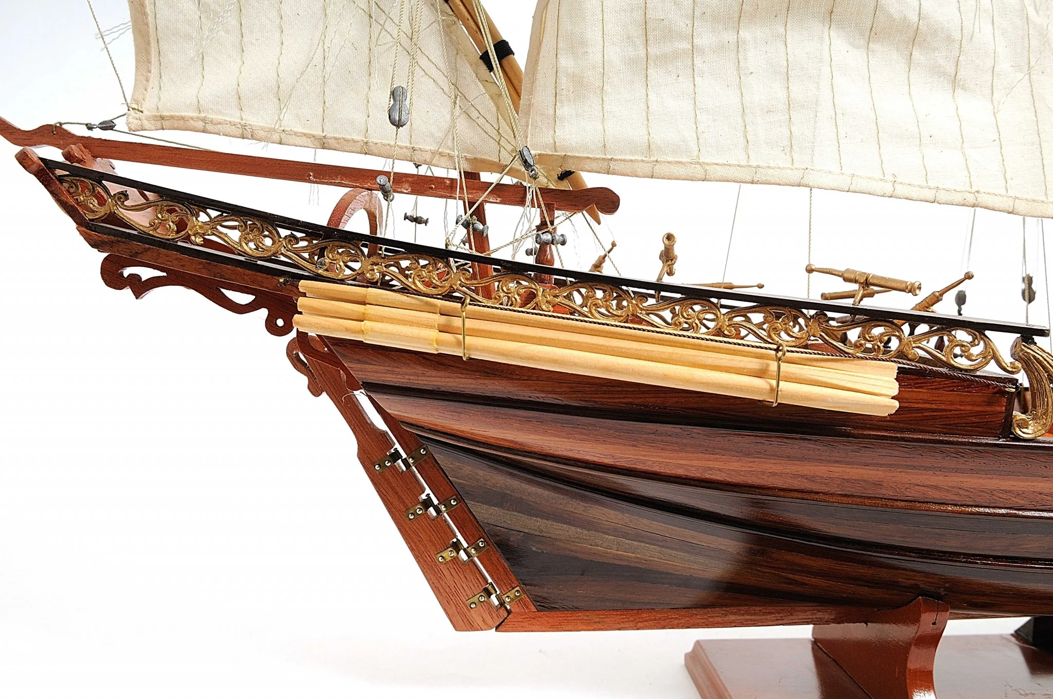 Hand Built Real Wood Model Ship By Homeroots - Image 3