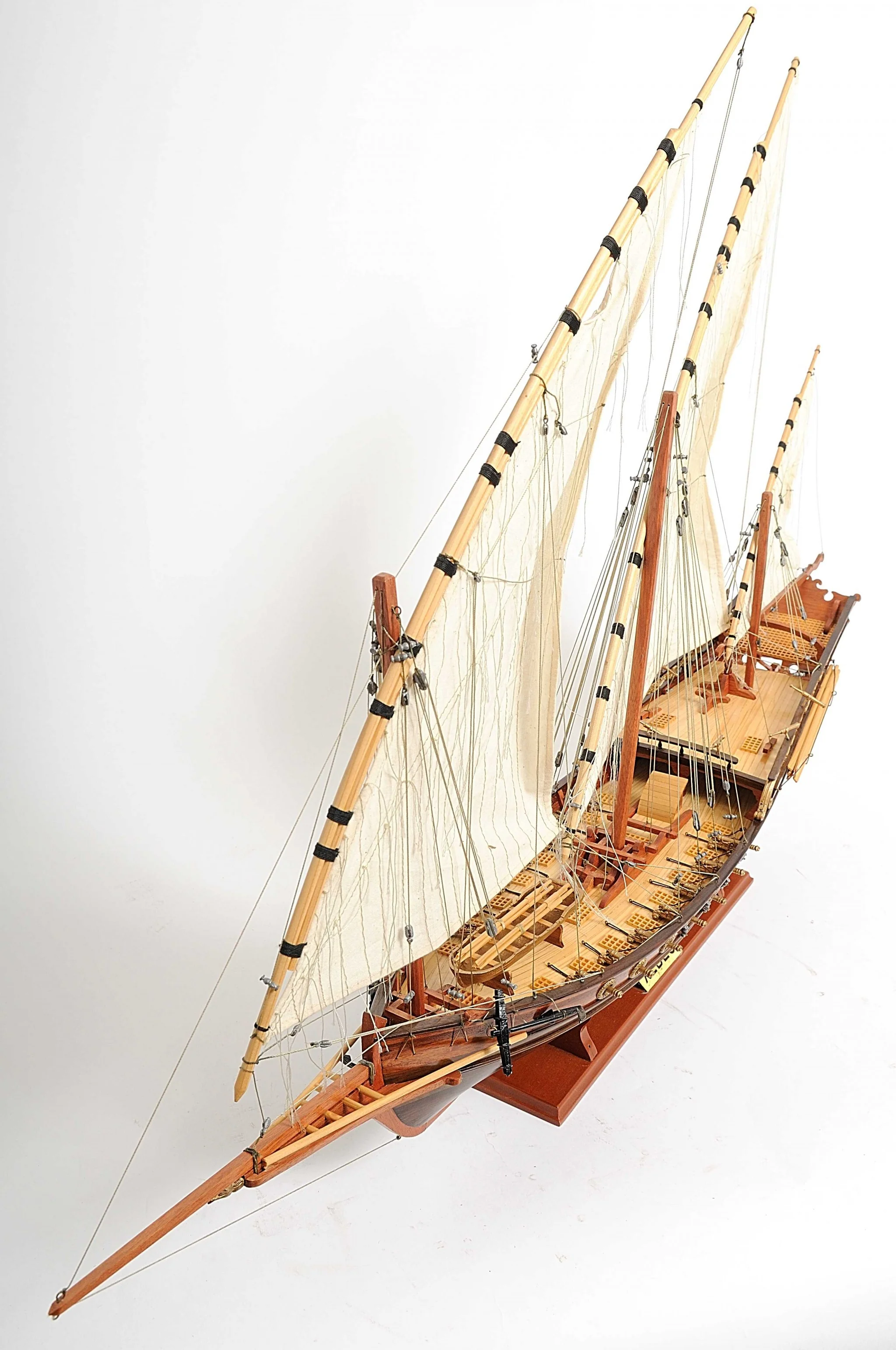 Hand Built Real Wood Model Ship By Homeroots - Image 4