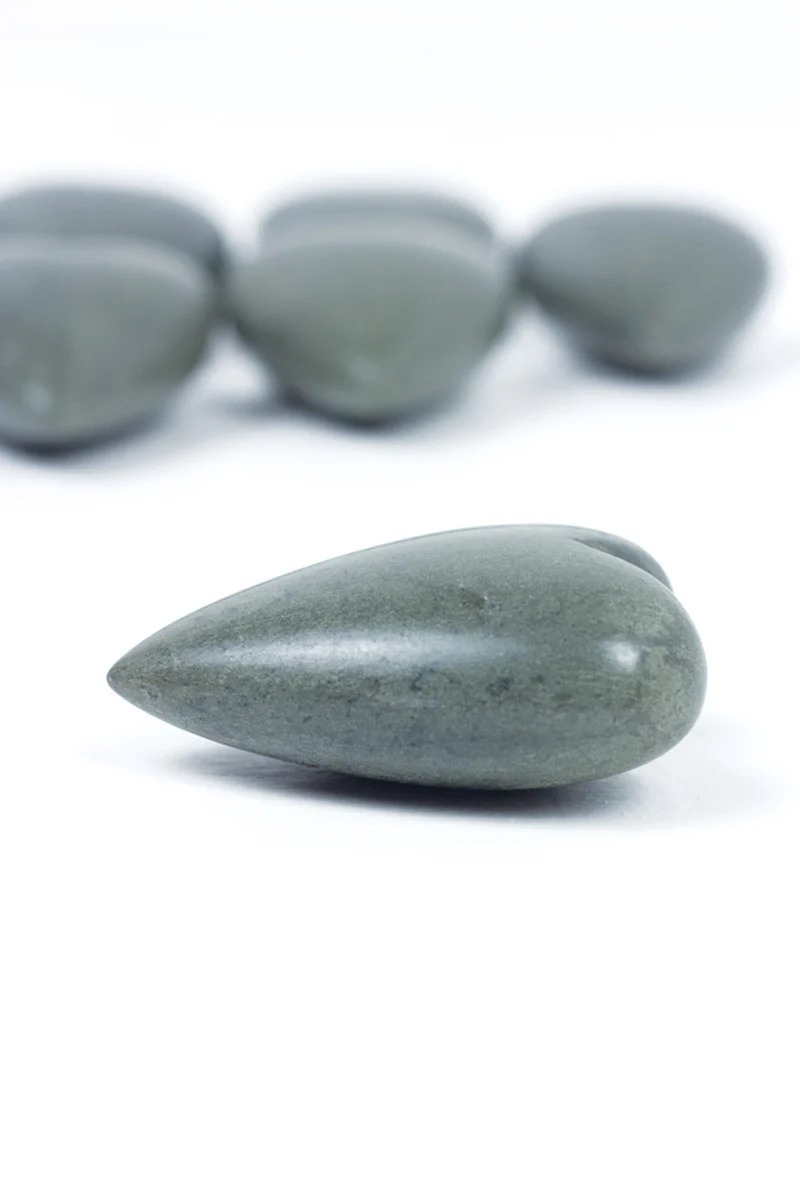 Hand-Carved Stone Hearts - Grey (Min 2) Set Of 6 By Kalalou - Image 2