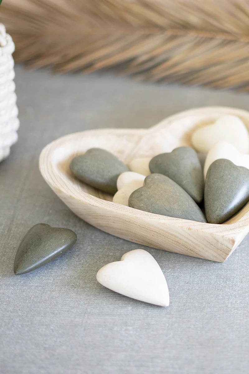 Hand Carved Wooden Heart Bowl (Min 2) By Kalalou - Image 2
