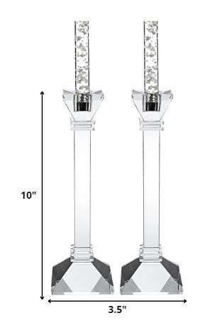 Hand Crafted Crystal Pair Classic Candle Holders By Homeroots - Image 2