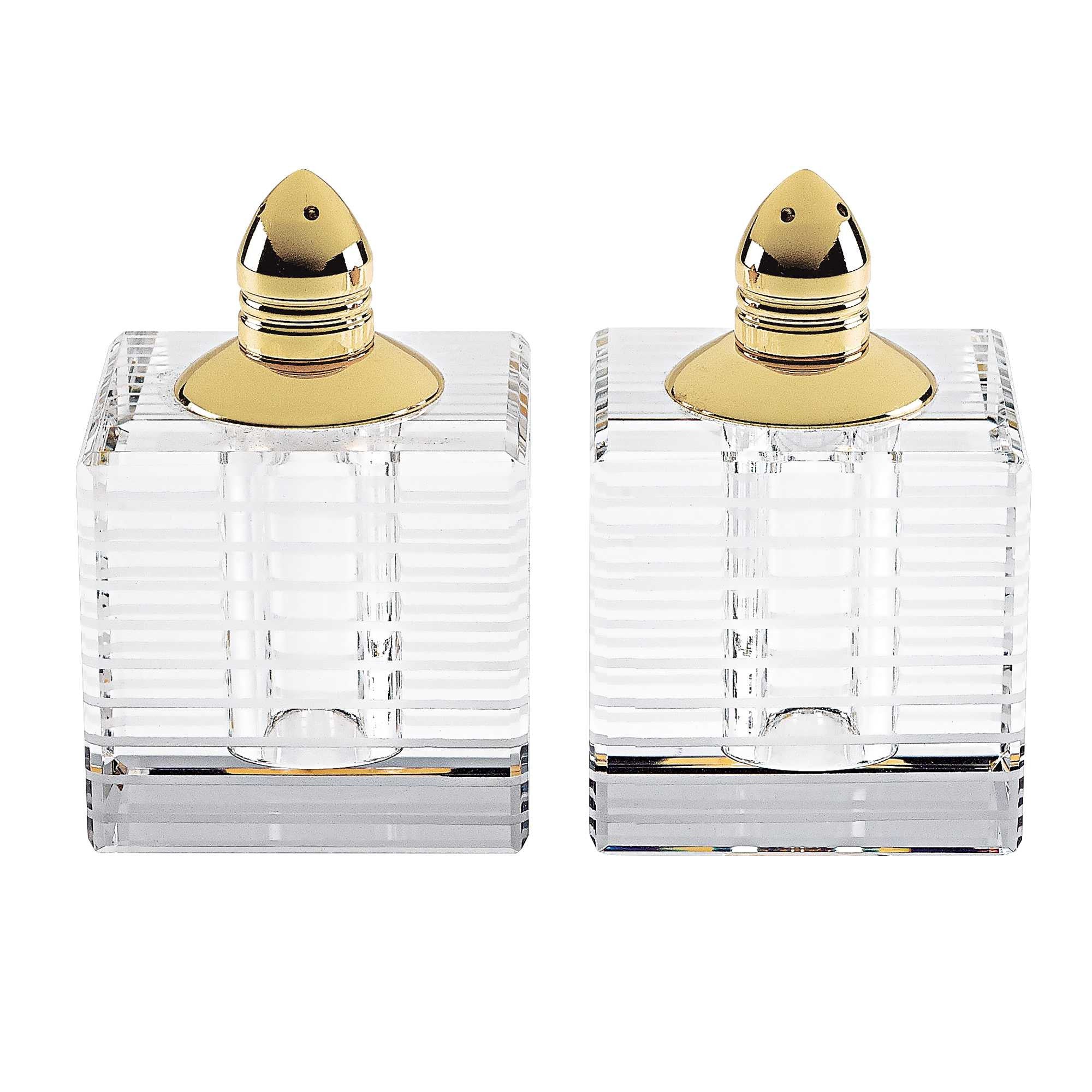 Hand Made Crystal Gold Pair Of Salt And Pepper Shakers By Homeroots - Image 3