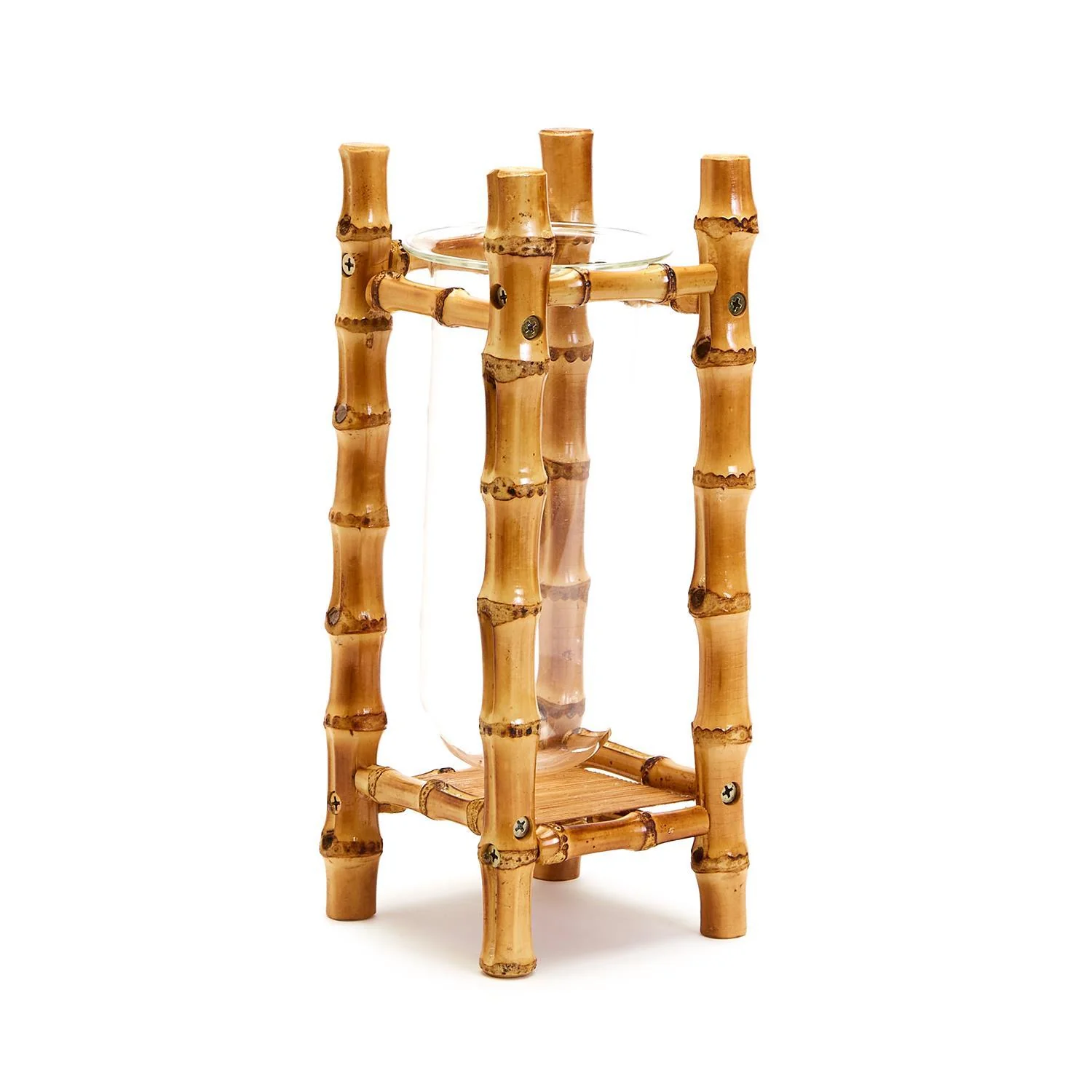 Handcrafted 11-1/2" Natural Bamboo Vase With Glass Vessel By Tozai Home - Image 2