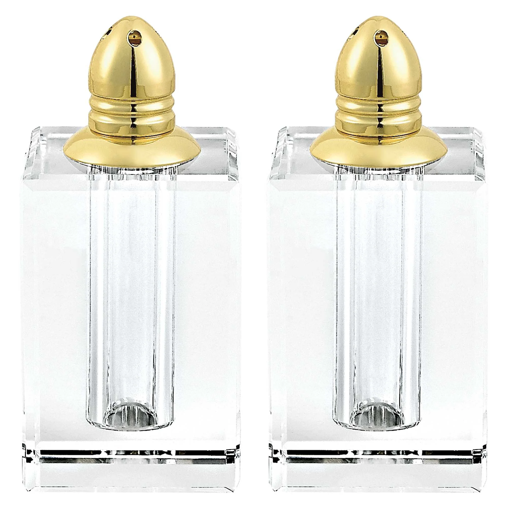 Handcrafted Optical Crystal And Gold Large Size Salt And Pepper Shakers By Homeroots - Image 3