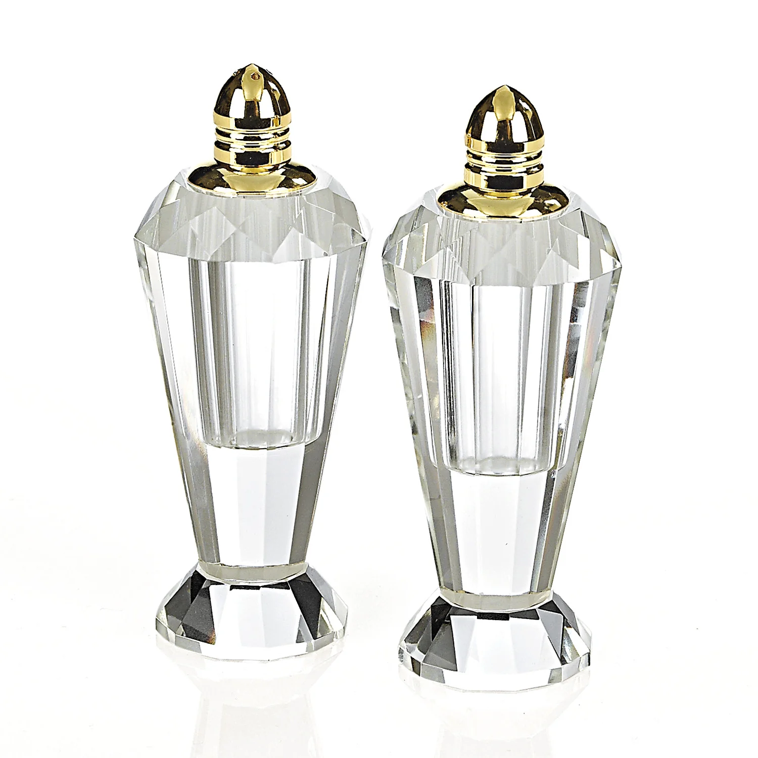 Handcrafted Optical Crystal And Gold Pair Of Salt And Pepper Shakers By Homeroots - Image 3
