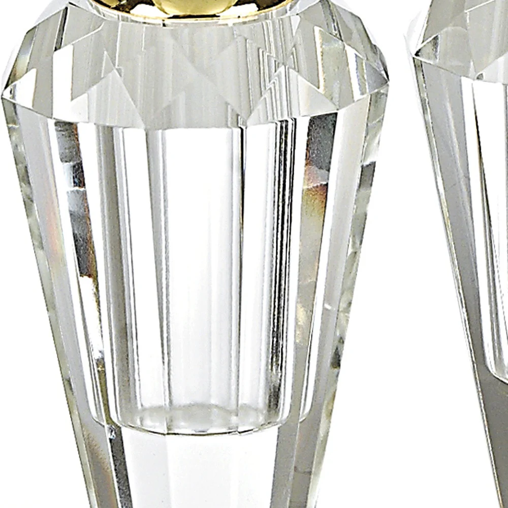 Handcrafted Optical Crystal And Gold Pair Of Salt And Pepper Shakers By Homeroots - Image 4