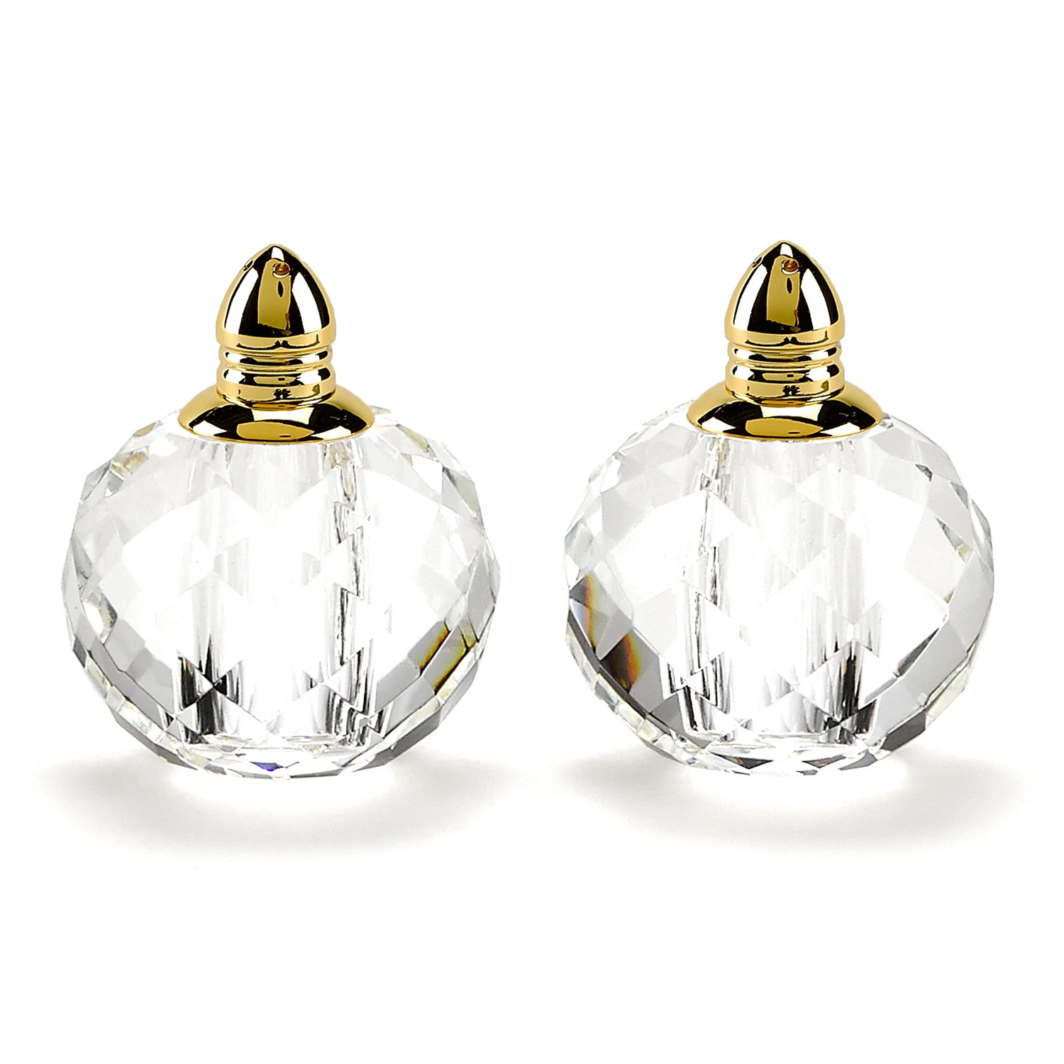 Handcrafted Optical Crystal And Gold Rounded Salt And Pepper Shakers By Homeroots - Image 3