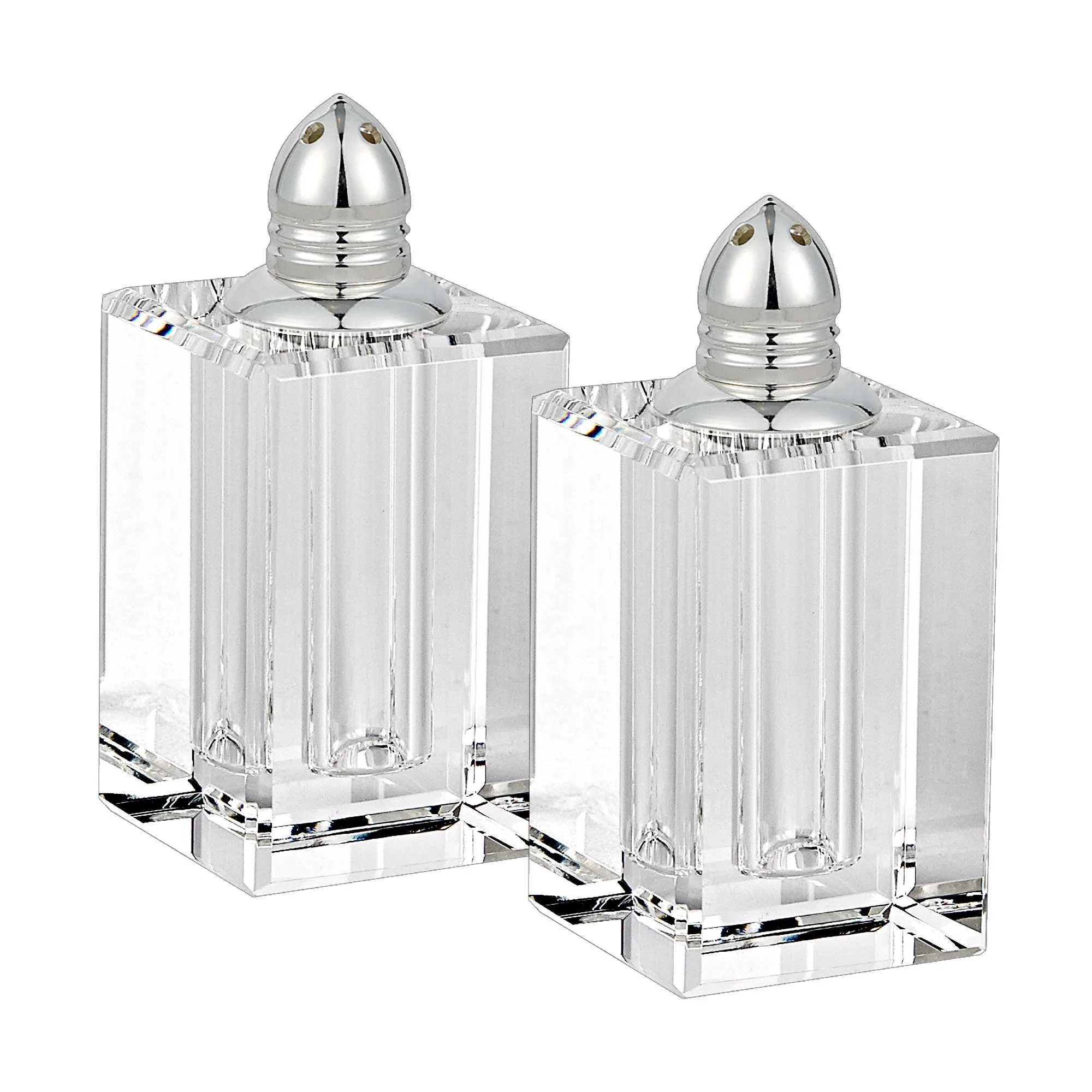 Handcrafted Optical Crystal And Silver Large Size Salt And Pepper Shakers By Homeroots - Image 3