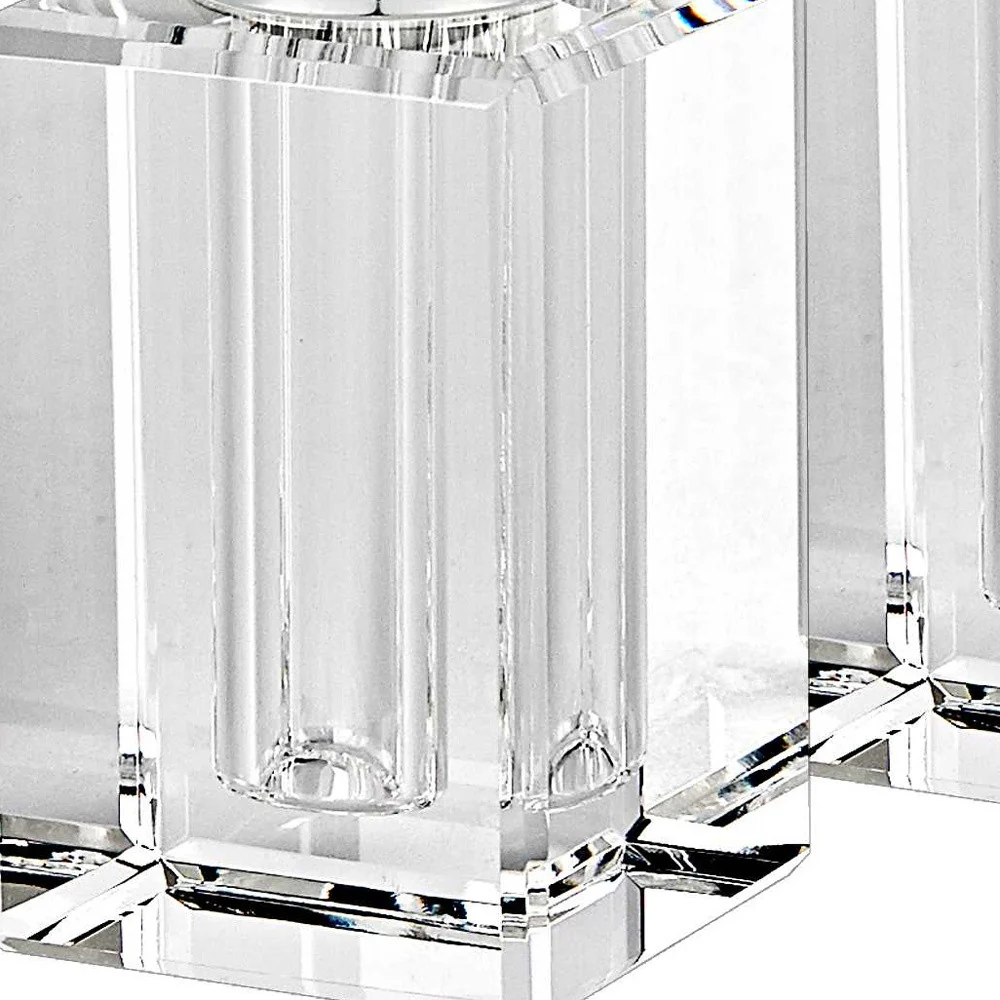 Handcrafted Optical Crystal And Silver Large Size Salt And Pepper Shakers By Homeroots - Image 4