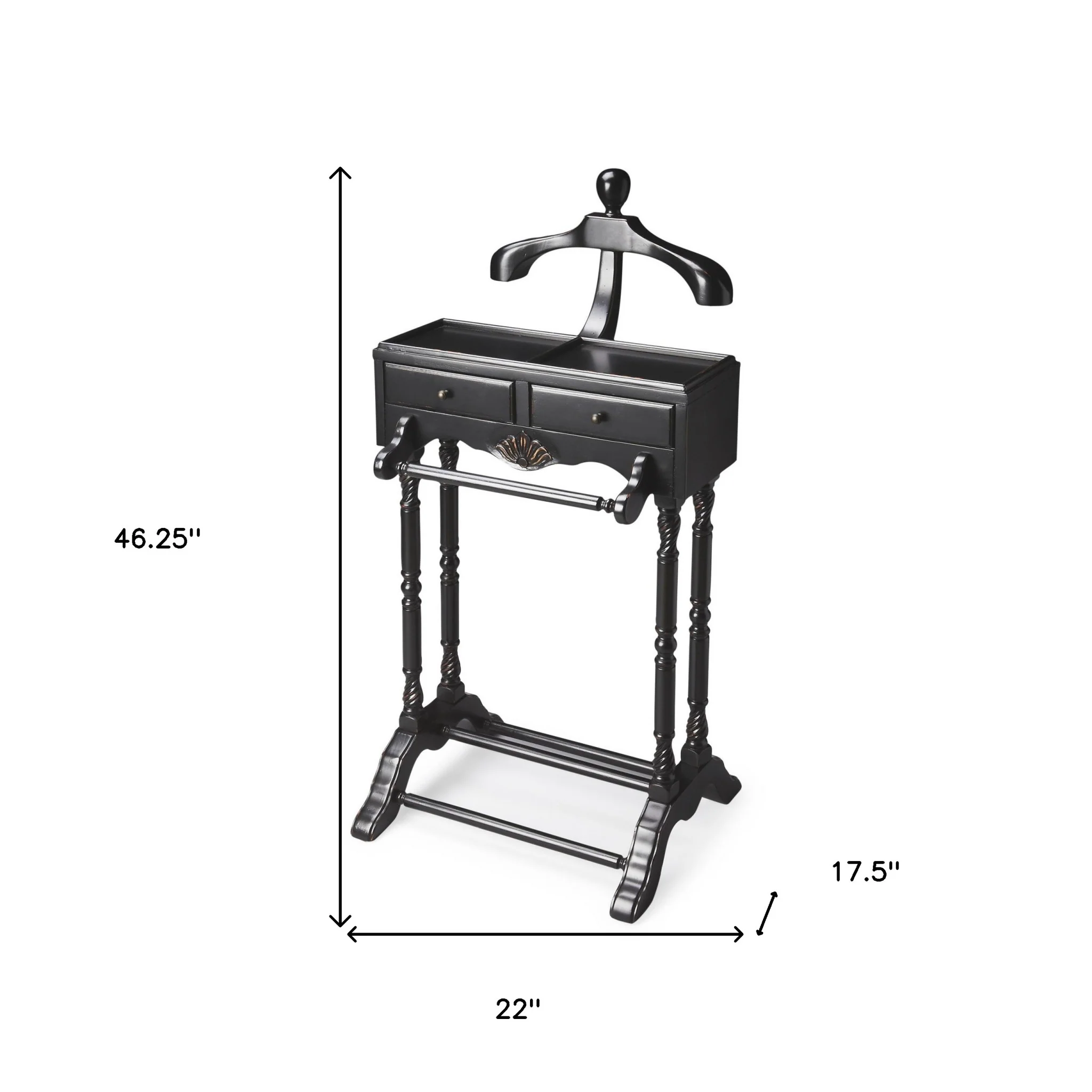 Handsome Vintage Style Black Finish Wood Valet By Homeroots - Image 8