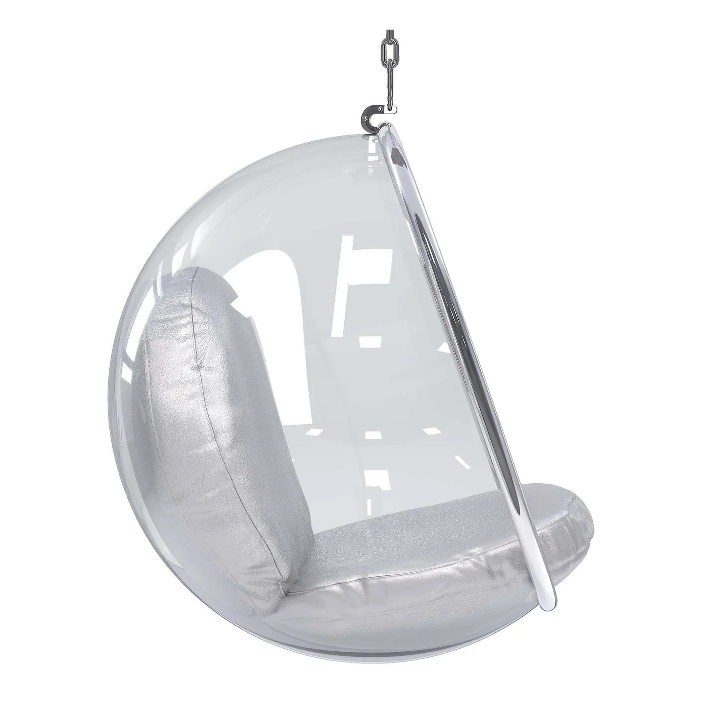 Hanging Bubble Chair, Silver Cushions By World Modern Design - Image 4