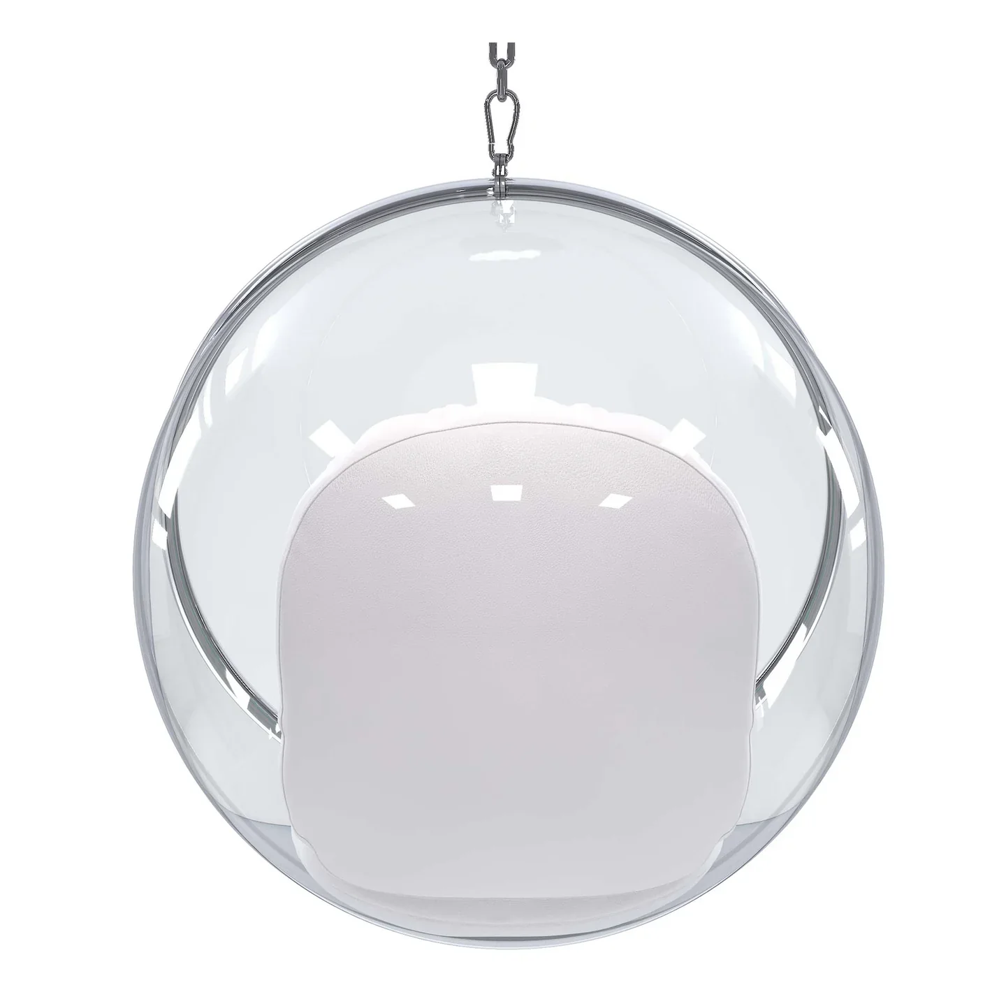 Hanging Bubble Chair, White Cushions By World Modern Design - Image 3
