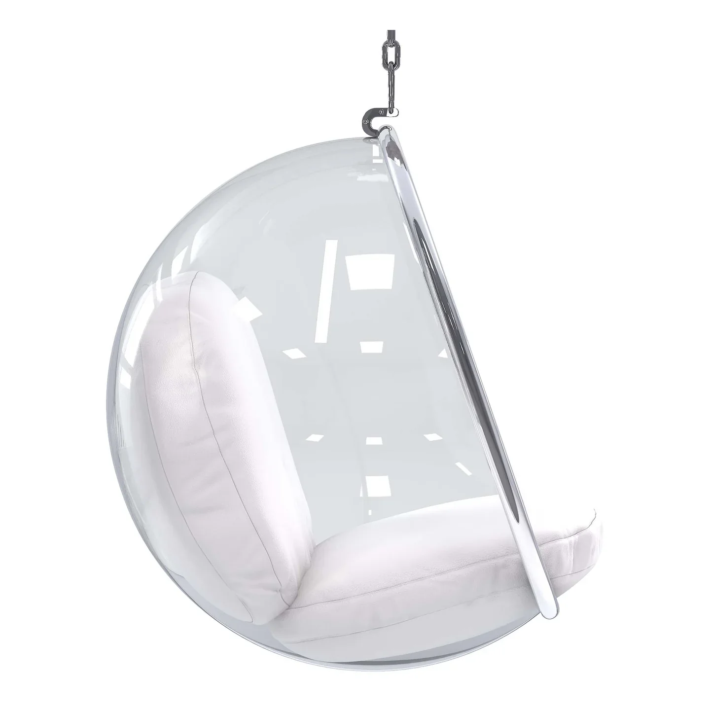 Hanging Bubble Chair, White Cushions By World Modern Design - Image 4